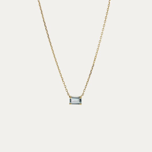 18k Gold Solitaire Emerald Cut Aquamarine Necklace-Necklaces,Patrea Jewelry,birthstone jewelry Hong Kong, Aquamarine jewelry hk, Bespoke gemstone jewelry HK, Luxury aquamarine 18k gold, 海藍寶首飾 推薦, 天然海藍寶石, 藍寶石 珠寶 香港, Jewelry HK Online