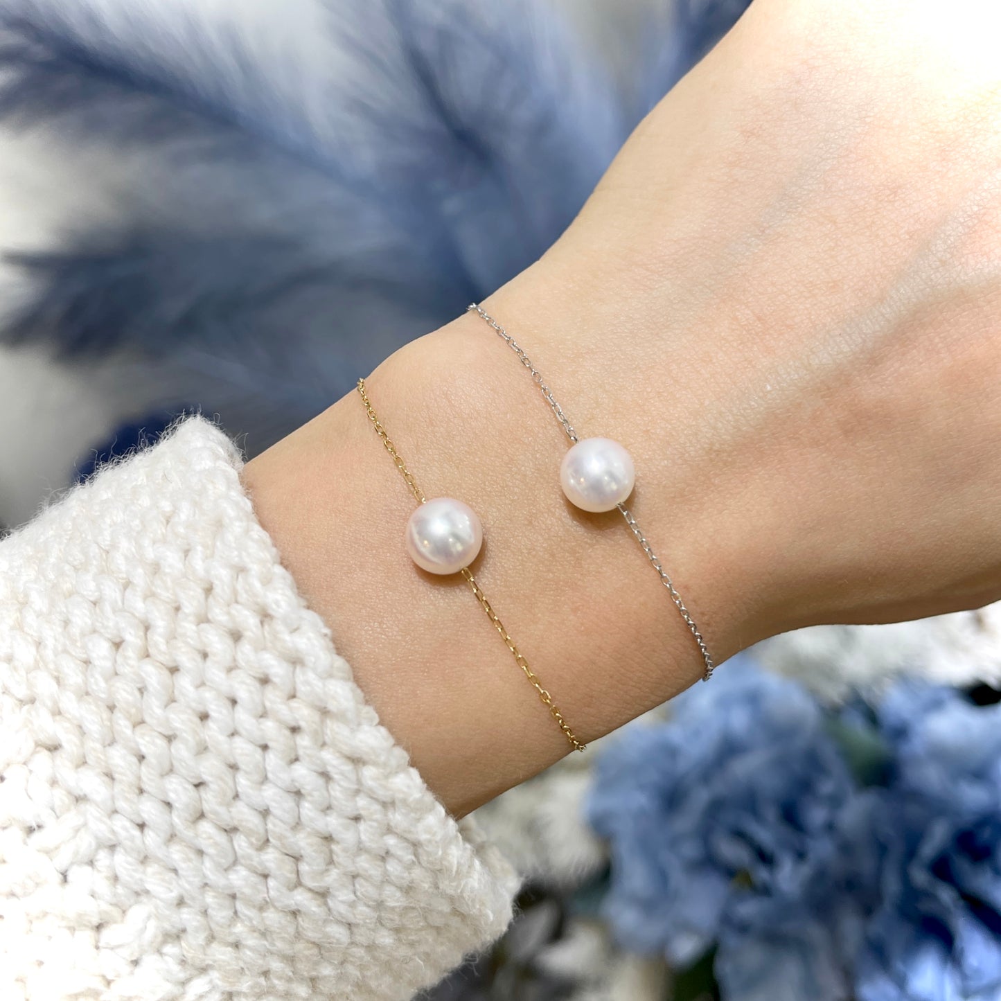 18k Gold 7.5-8mm Akoya Adjustable Bracelet 18k金 7.5-8mm日本Akoya珍珠手鏈