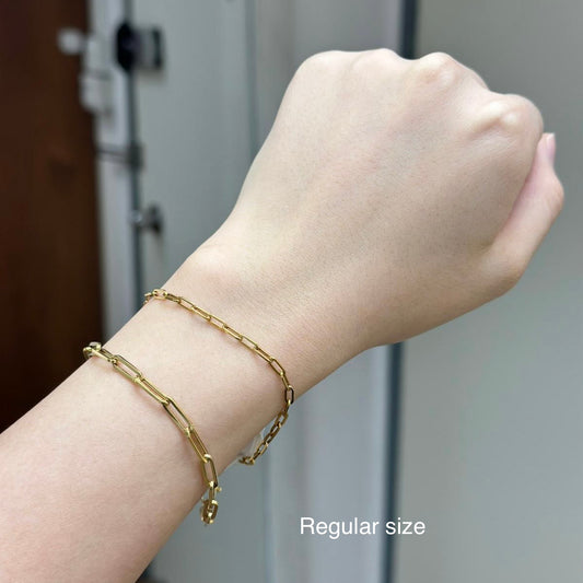 Paper Clip Chain Bracelet (White/Rose/Yellow Gold)