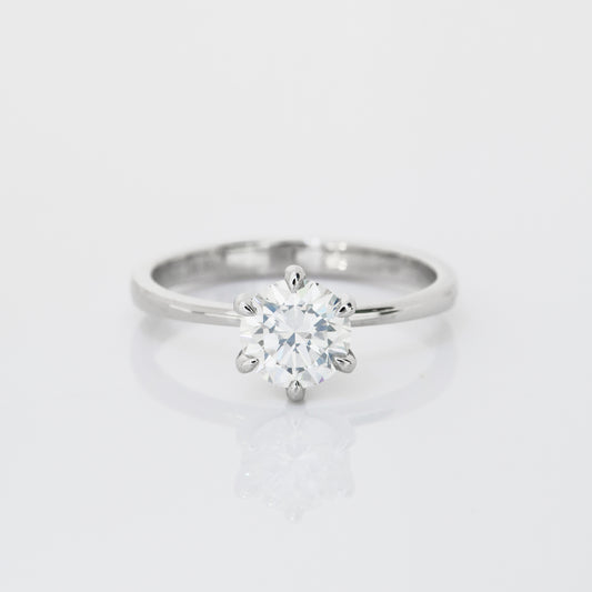 Allium Solitaire 18k White Gold 6-Prong Round Brilliant Diamond Engagement Ring Setting 18k白金六爪漸幼經典清鑲求婚鑽石戒指款式