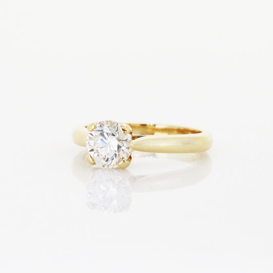 Arum Solitaire 18k yellow Gold 4-Prong Round Brilliant Diamond Engagement Ring Setting 18k黃金四爪清鑲求婚鑽石戒指款式