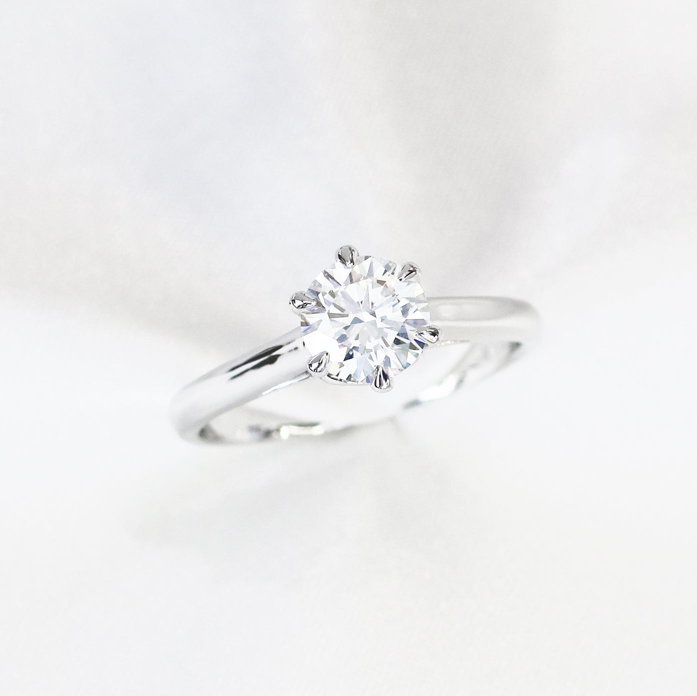 Aster Solitaire 18k White Gold 6-Prong Round Brilliant Diamond Engagement Ring Setting 18k白金六爪清鑲求婚鑽石戒指款式