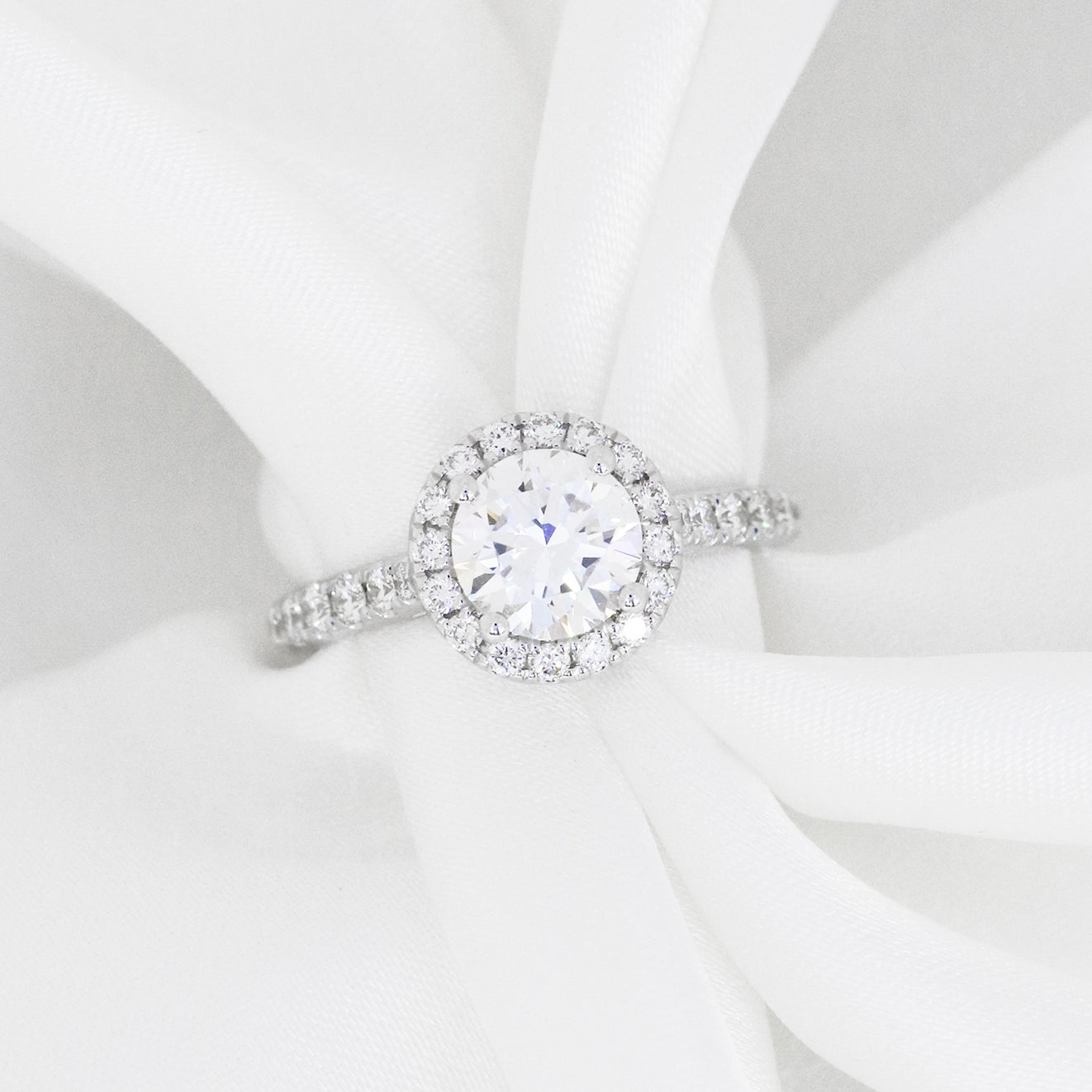 Dandelion Halo 18k White Gold Dandelion Halo 4-Prong Halo Round Brilliant Diamond Engagement Ring Setting 18k白金四爪圍鑽求婚鑽石戒指款式
