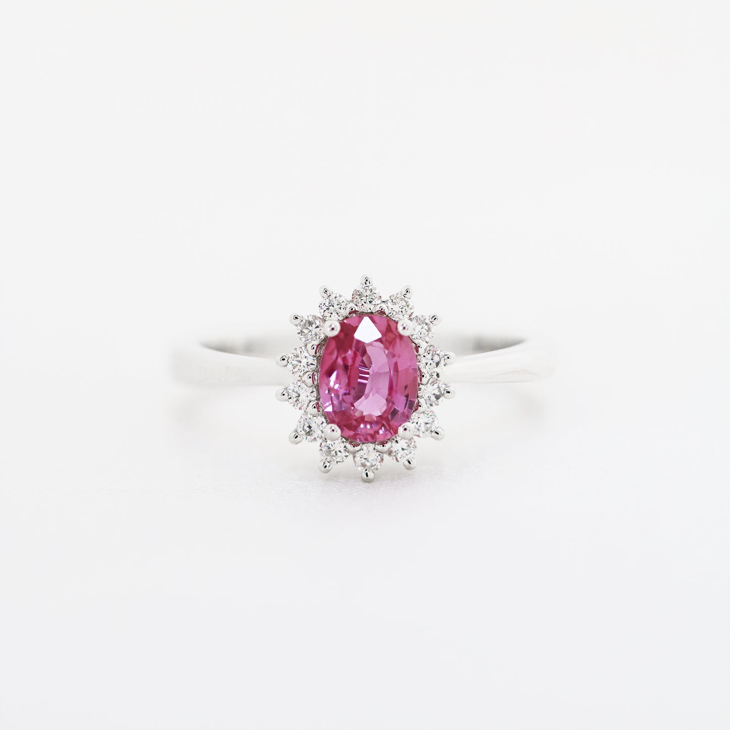 18k白金粉紅藍寶石戒指18k White Gold Pink Sapphire Ring
