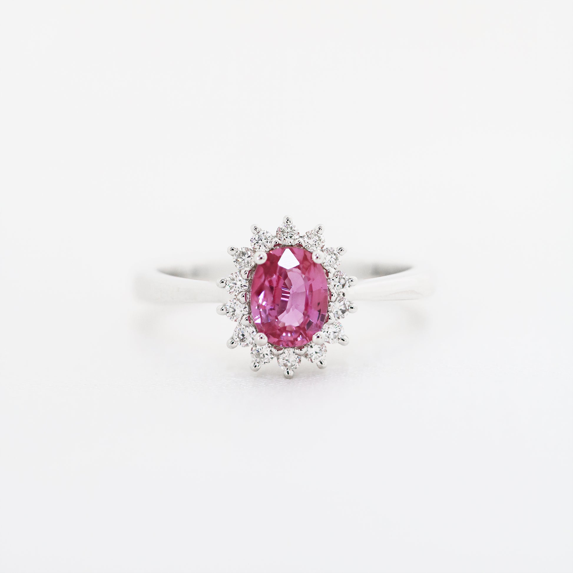 18k白金粉紅藍寶石戒指18k White Gold Pink Sapphire Ring