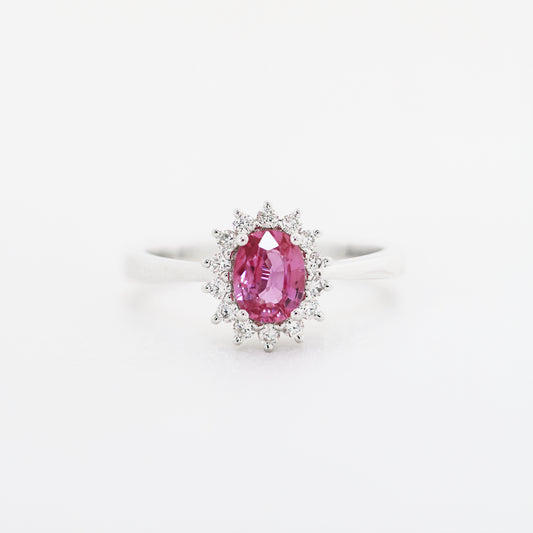 18k白金粉紅藍寶石戒指18k White Gold Pink Sapphire Ring