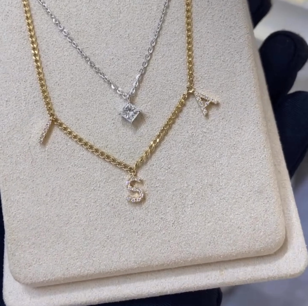 18k Gold Initial Diamond Necklace