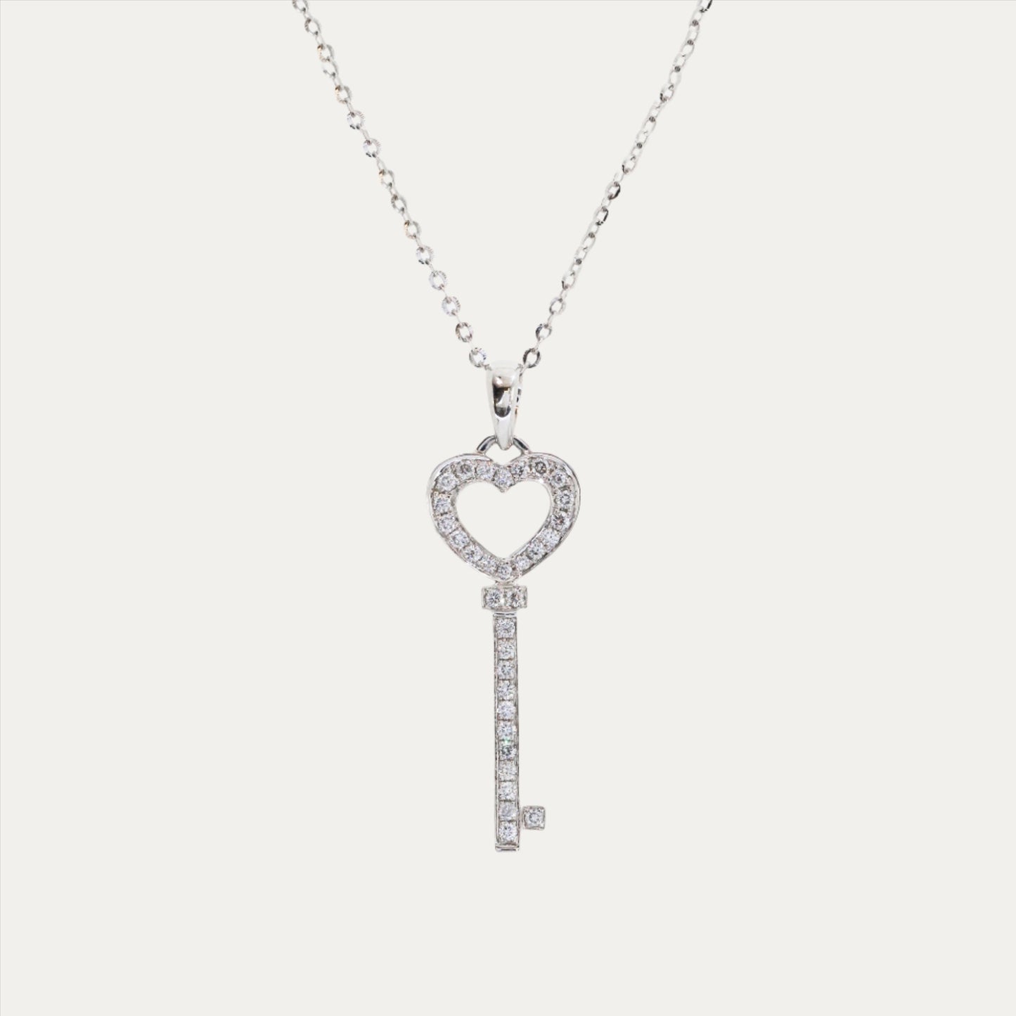 18k White Gold Key Diamond Necklace