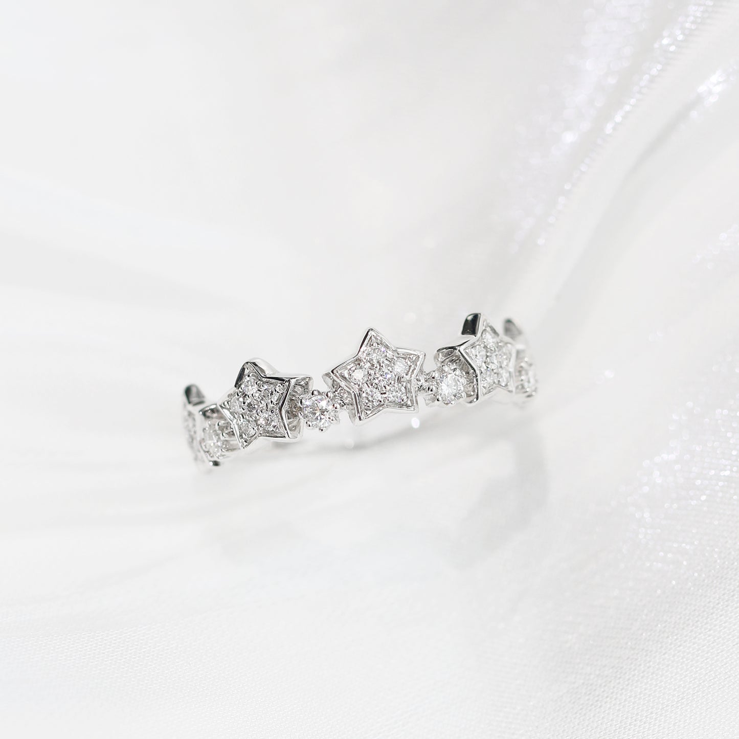18k白金鑽石星形排戒 18k White Gold Stars Diamond Ring