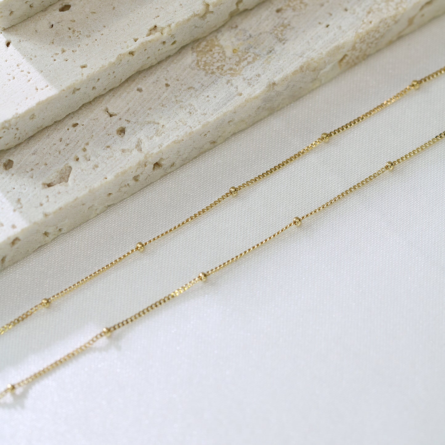 18k Yellow Gold Beaded Adjustable Necklace
