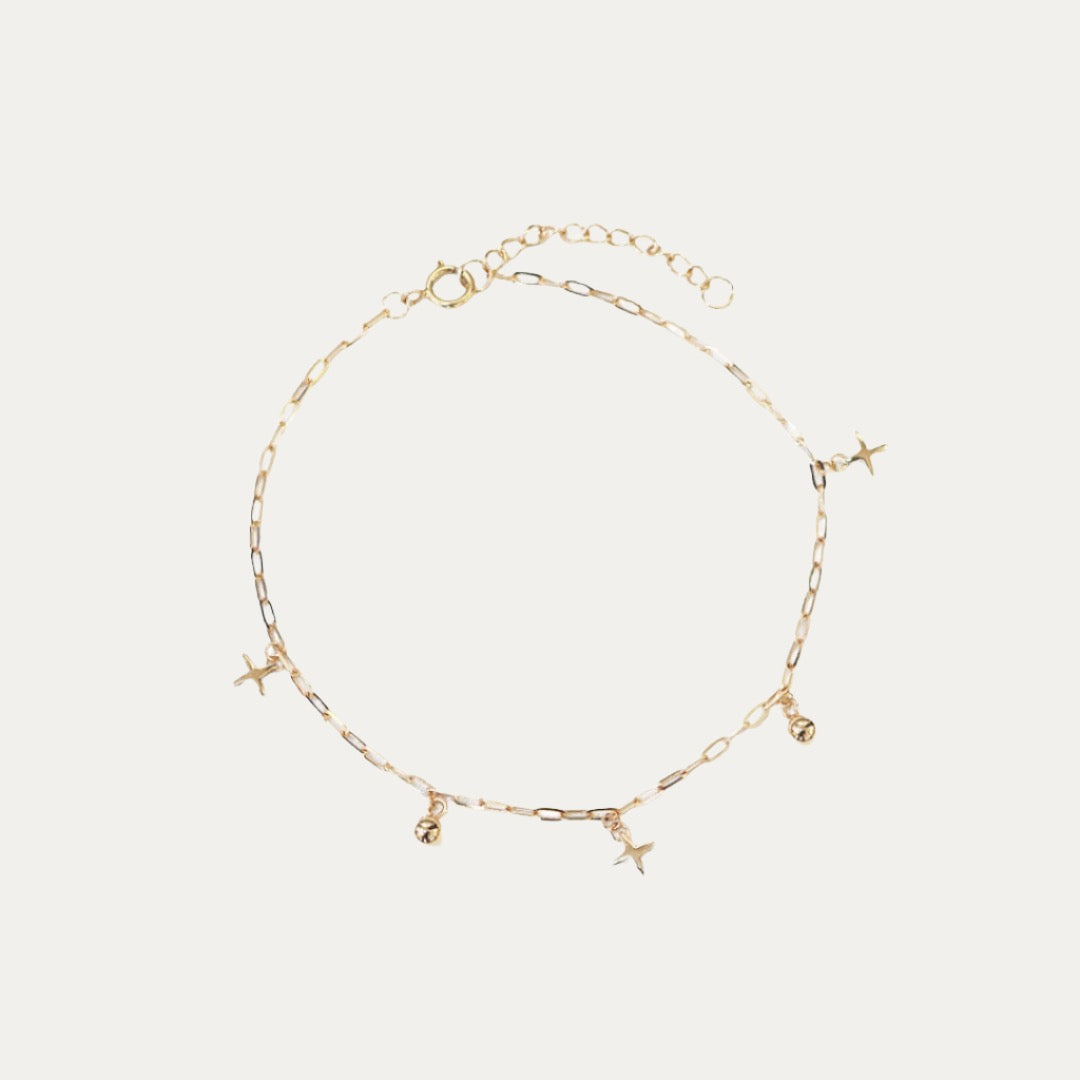 18k玫瑰金閃爍光芒小圓珠手鏈 18k Rose Gold Sparkle with Gold Ball Chain Bracelet