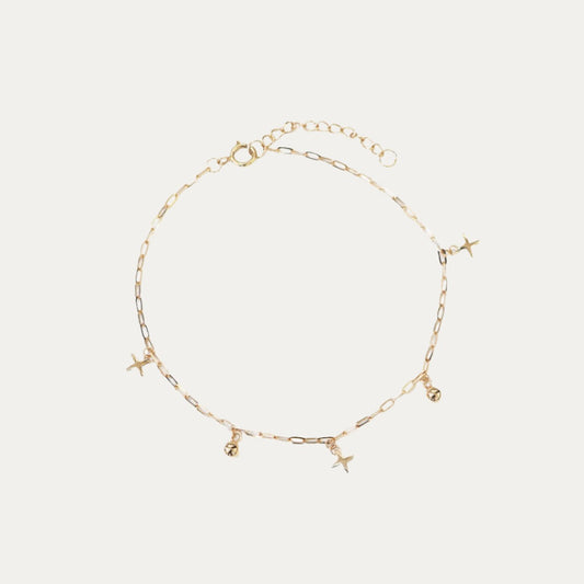18k玫瑰金閃爍光芒小圓珠手鏈 18k Rose Gold Sparkle with Gold Ball Chain Bracelet