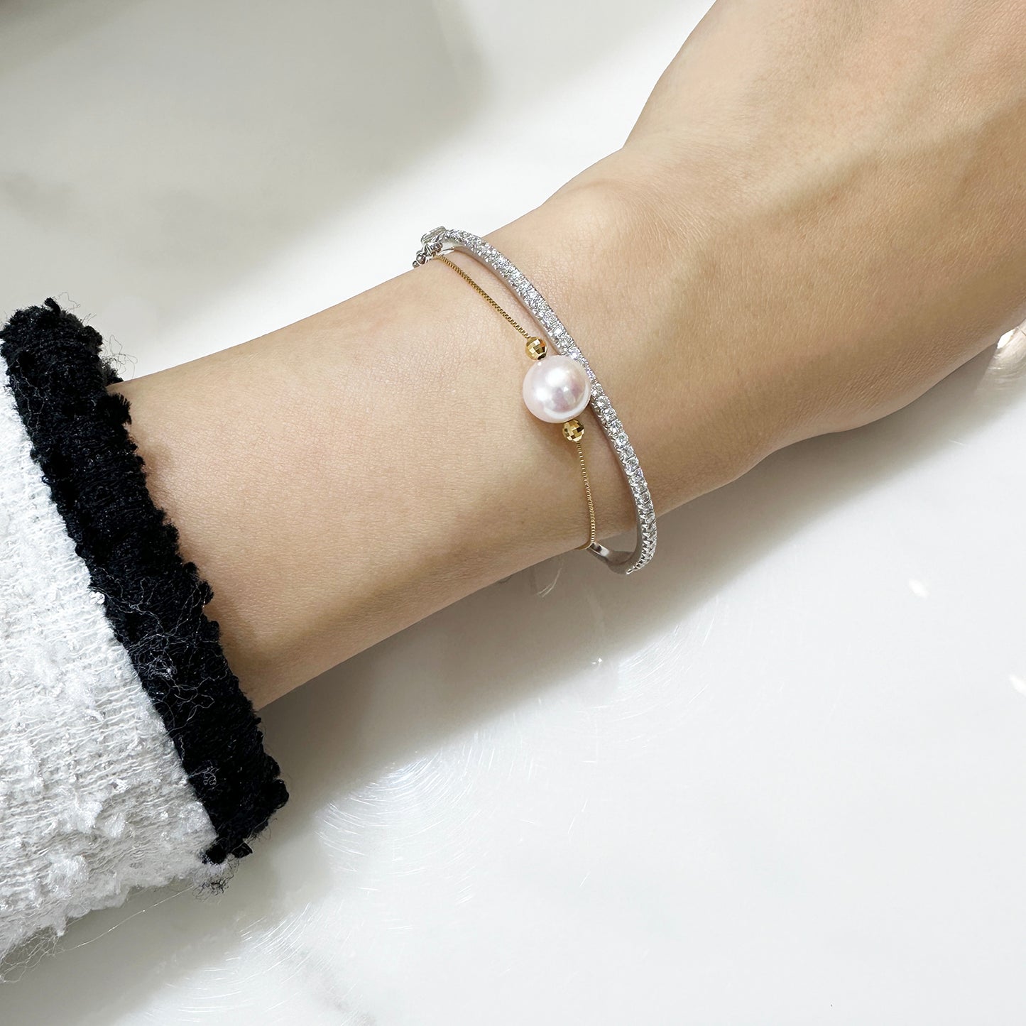 Classic Diamond Bangle (White/Rose/Yellow Gold)