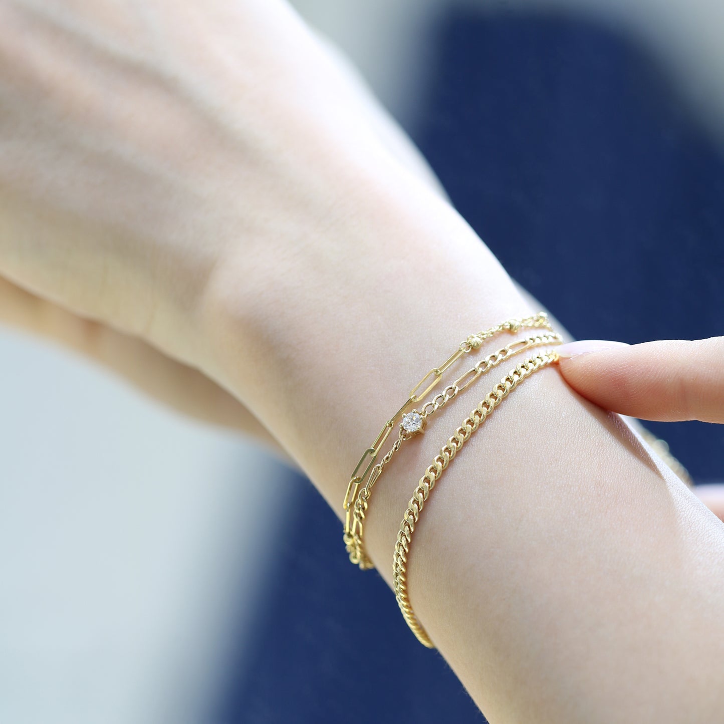 2.8mm Cuban Chain Bracelet (White/Rose/Yellow Gold)