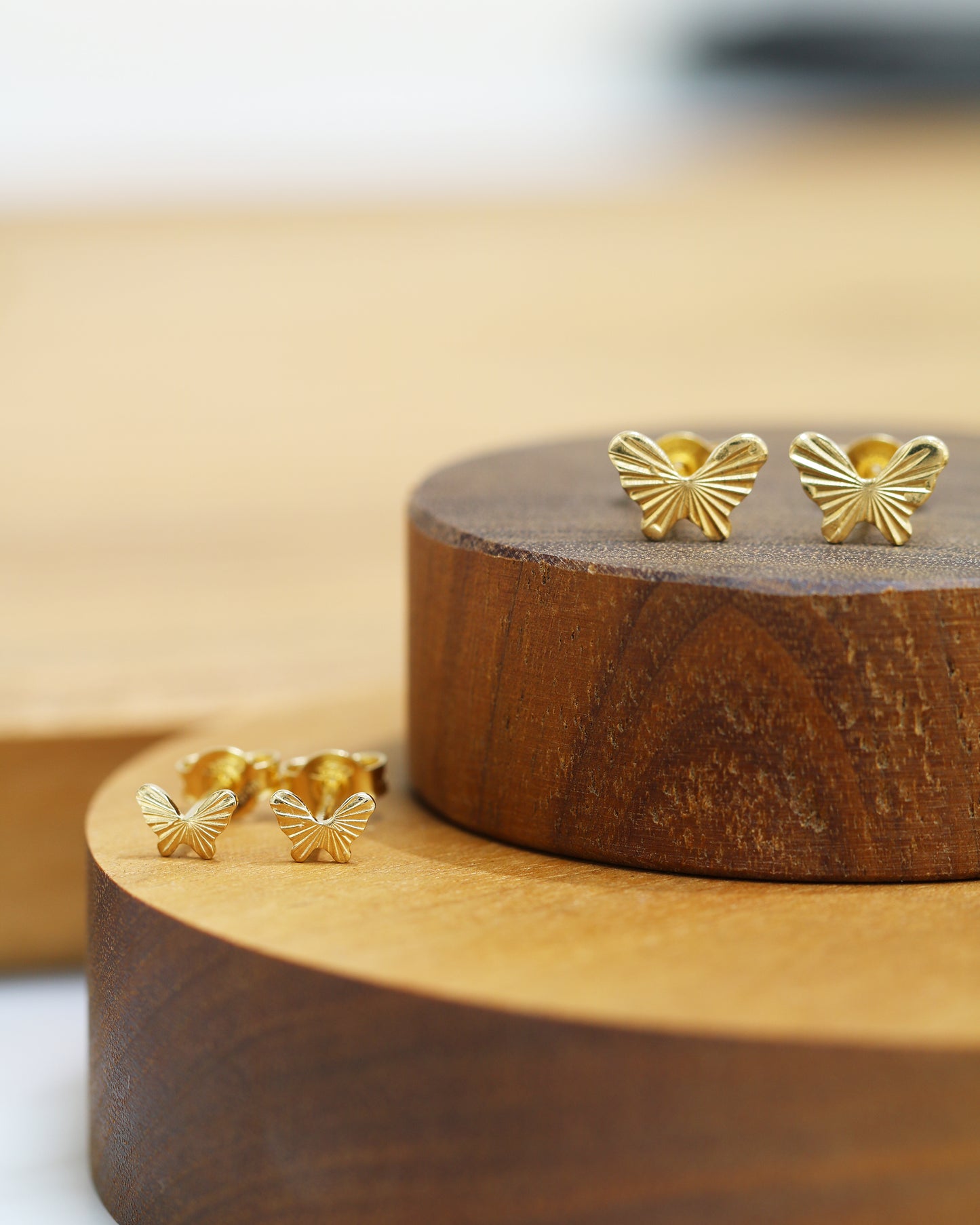 18k Yellow Gold Butterfly Earrings