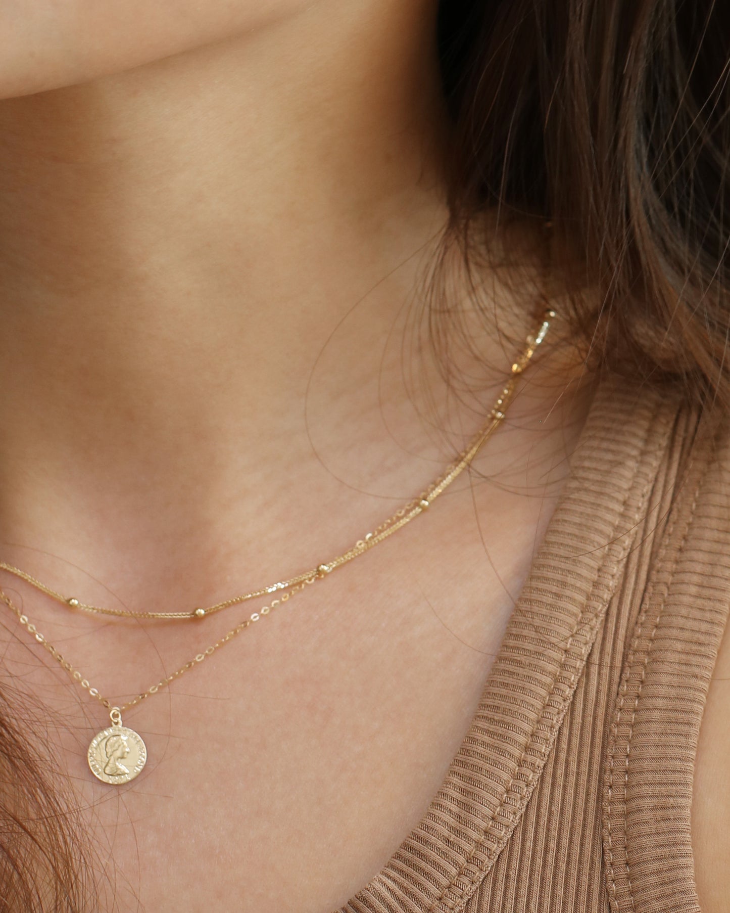 18k Yellow Gold Coin Necklace