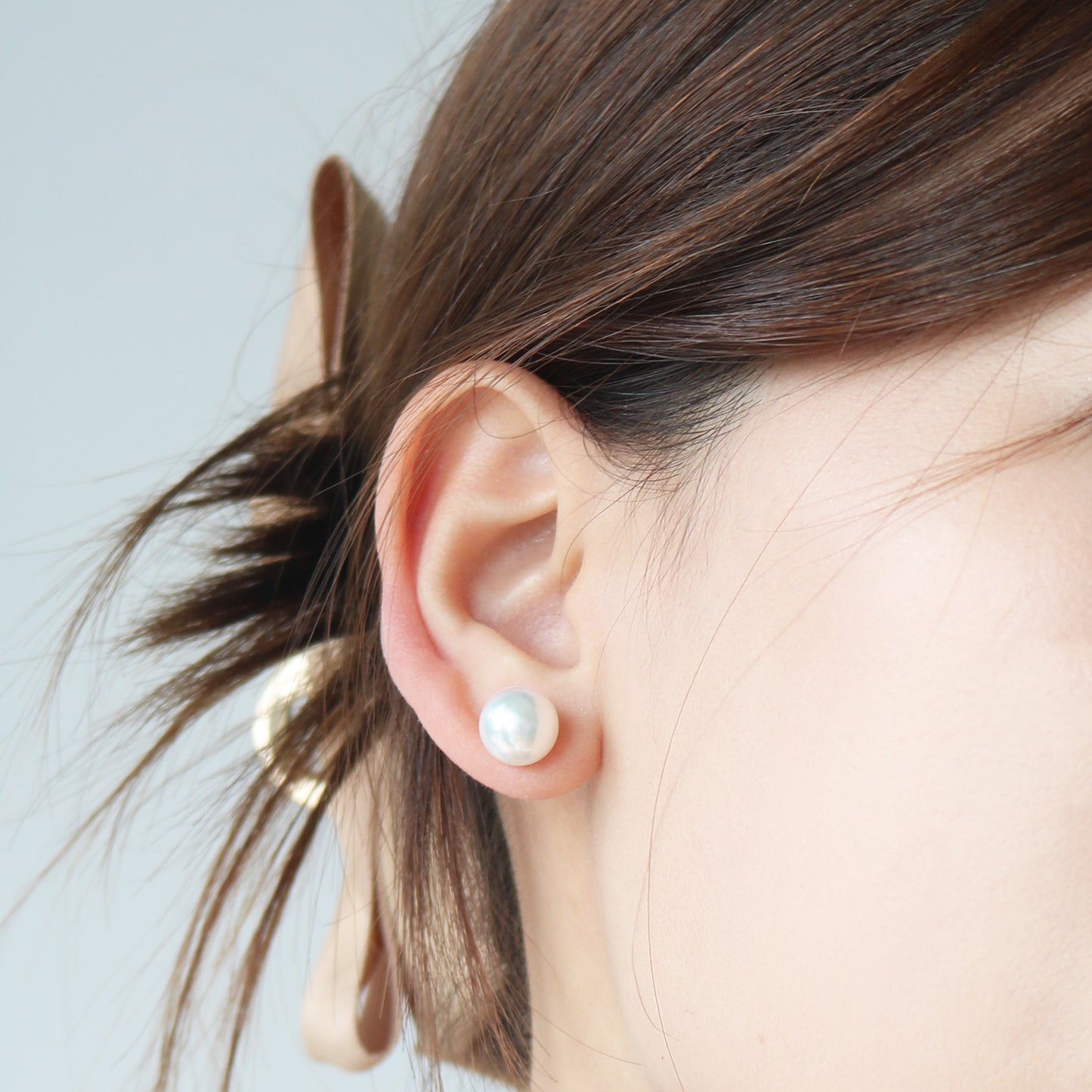 18k White Gold Akoya Pearl Stud Earrings, Pair