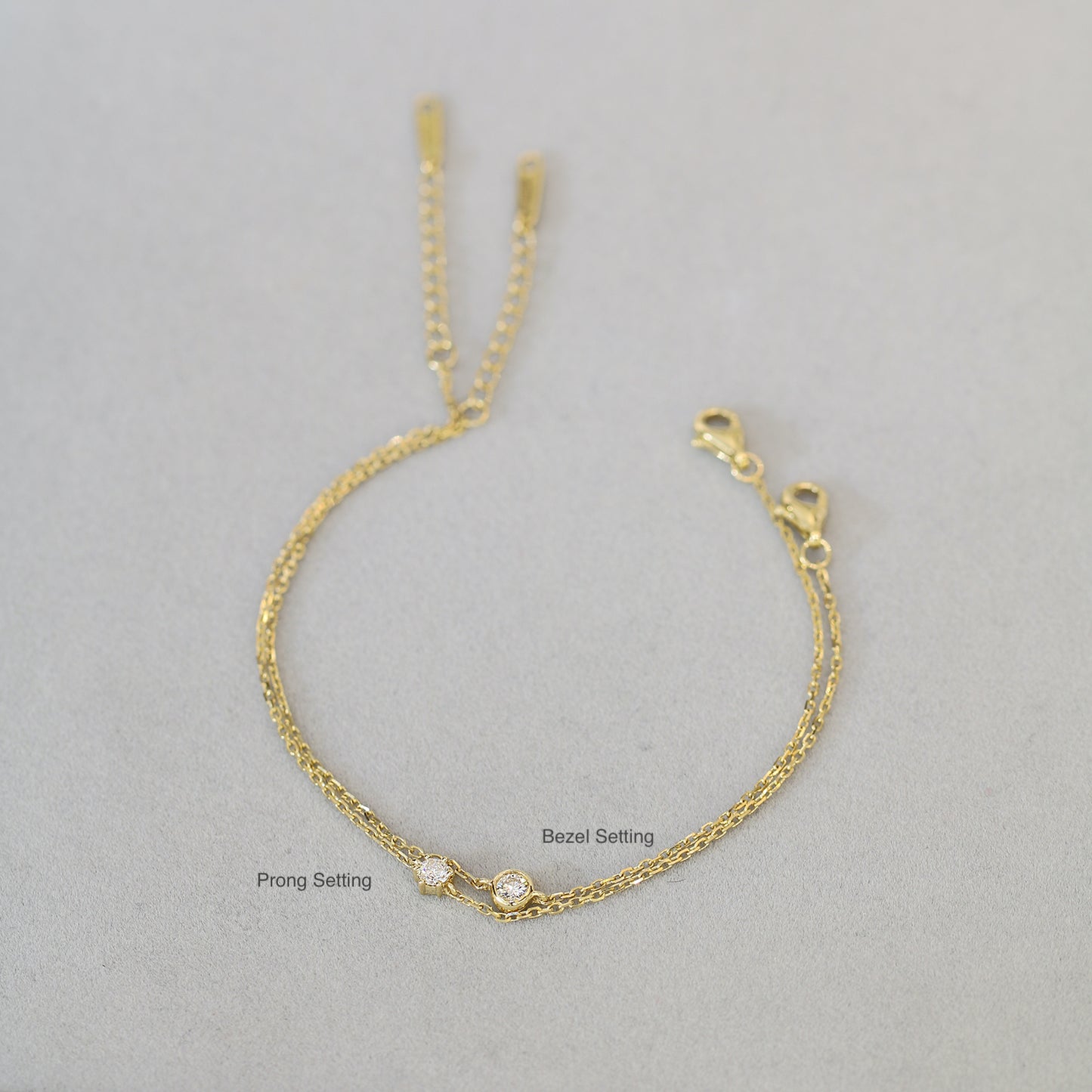 Donut 0.10ct Bezel Set Diamond Bracelet (White/Rose/Yellow Gold)