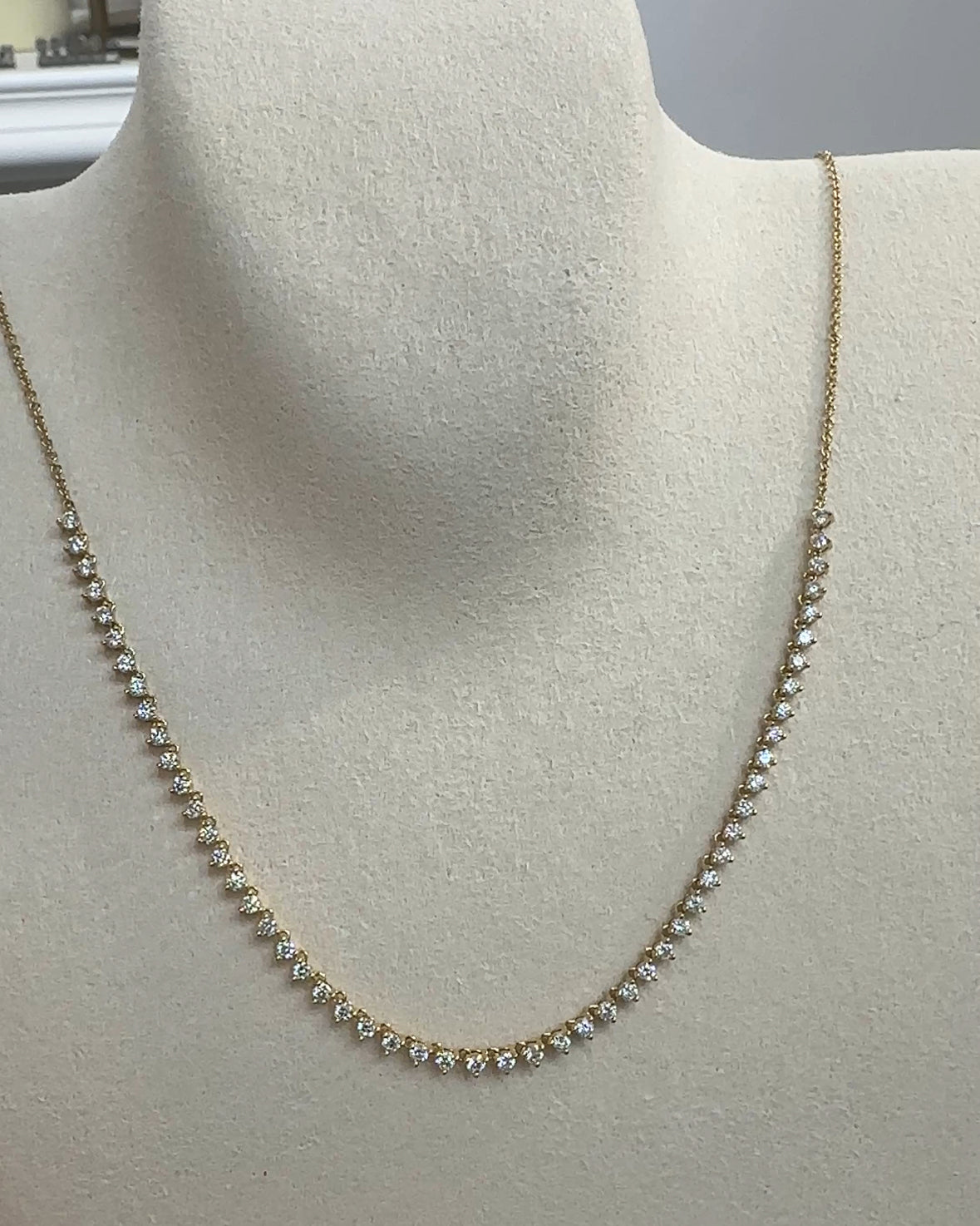 18k金鑽石頸鍊 頸鏈 18k Gold Half Diamond Tennis Necklace