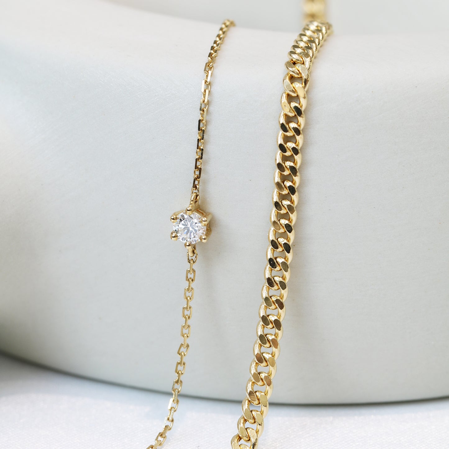 Solitaire 0.10ct/0.15ct Round Diamond Bracelet (White/Rose/Yellow Gold)