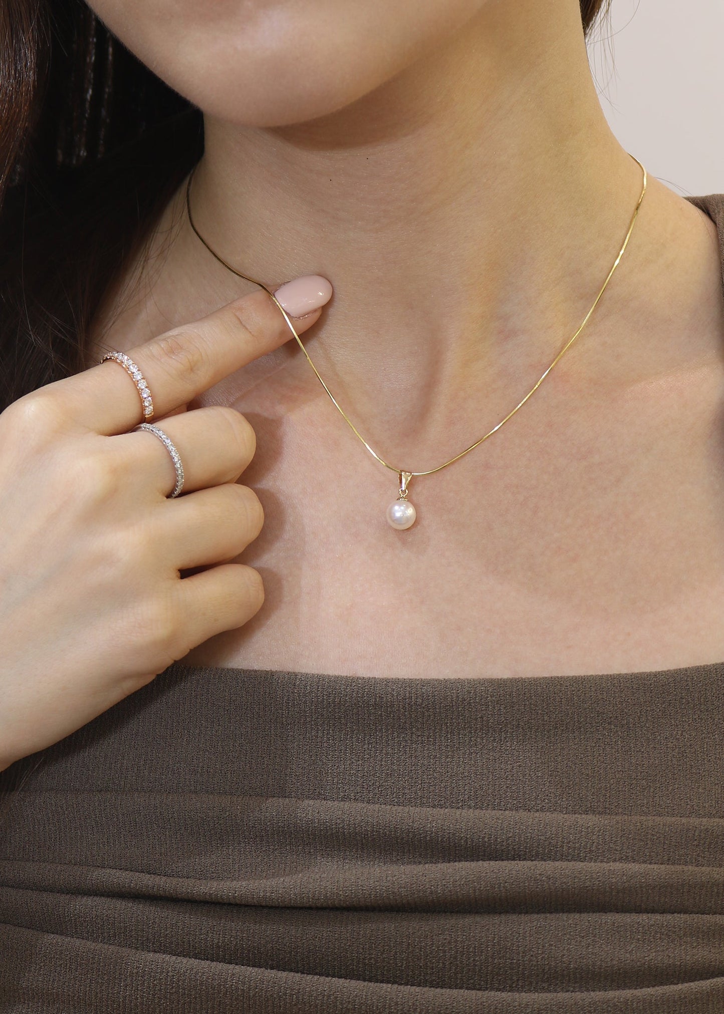 18k Yellow Gold 7-7.5mm Akoya Pearl Necklace