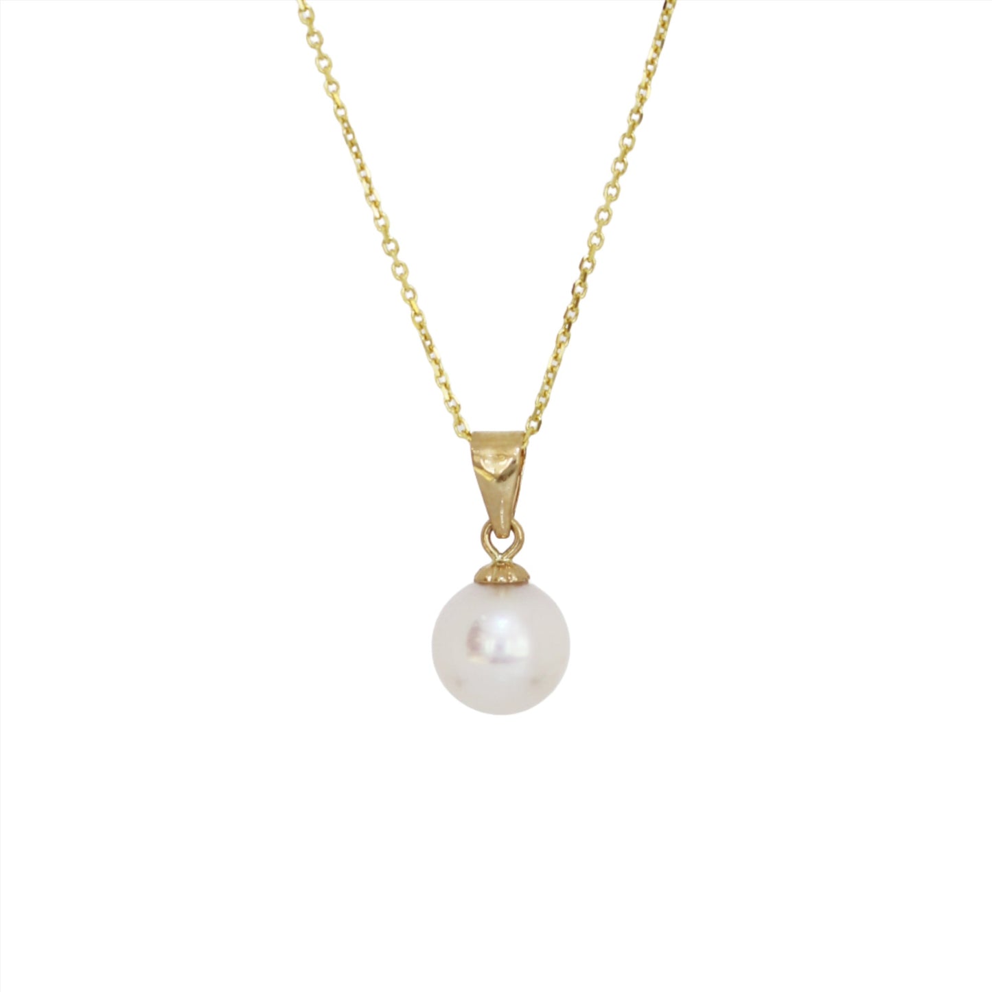 18k Yellow Gold 7-7.5mm Akoya Pearl Necklace