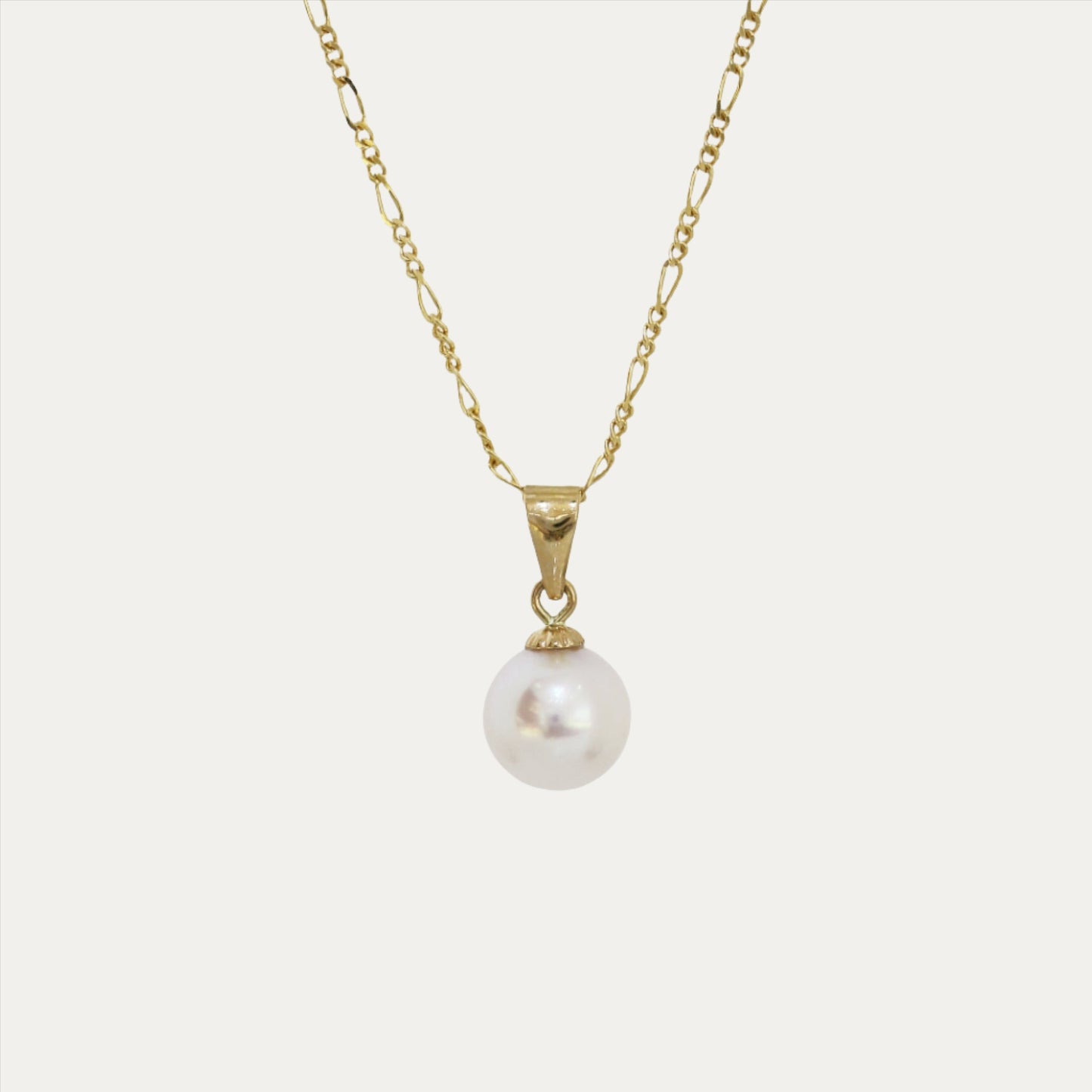 18k Yellow Gold 7-7.5mm Akoya Pearl Necklace