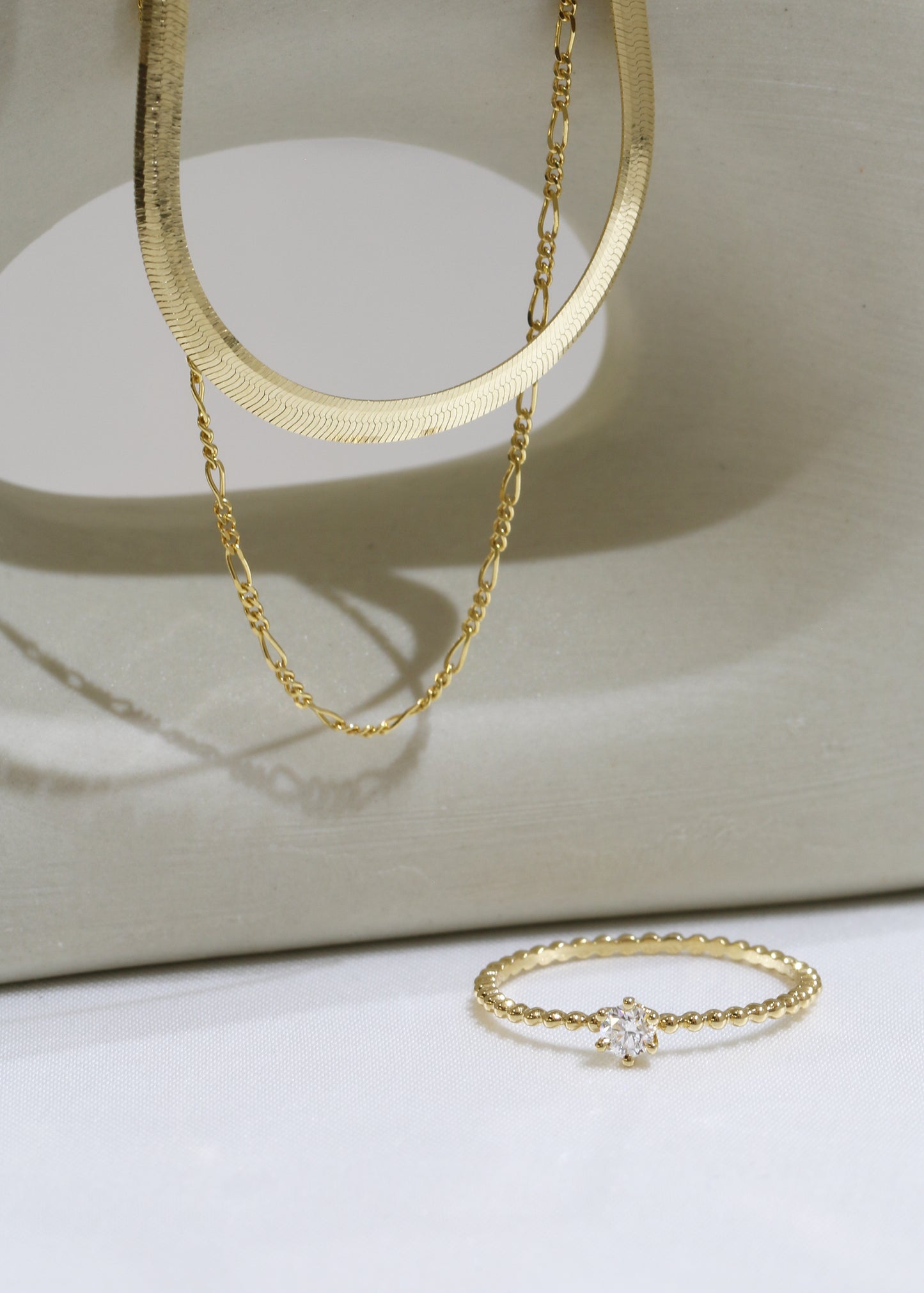 18k黃金10份鑽石戒指 18k Yellow Gold 0.10ct Diamond Beaded Ring
