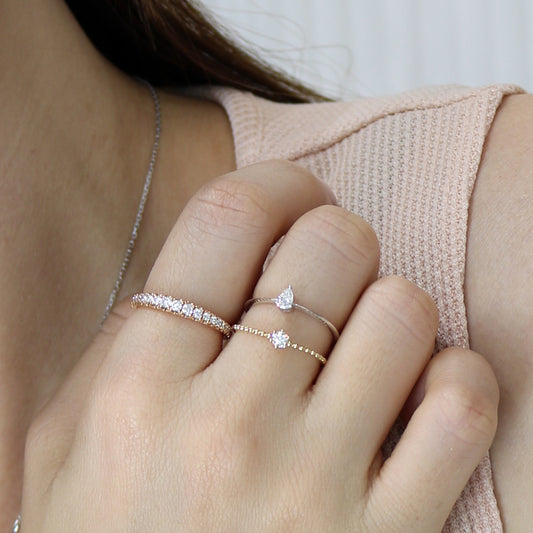 18k黃金10份鑽石戒指 18k Yellow Gold 0.10ct Diamond Beaded Ring