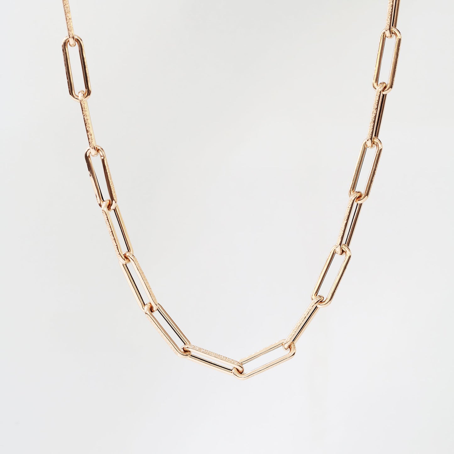 18k Rose Gold Matte Paper Clip Chain Bracelet 18k玫瑰金意大利Paper Clip手鍊