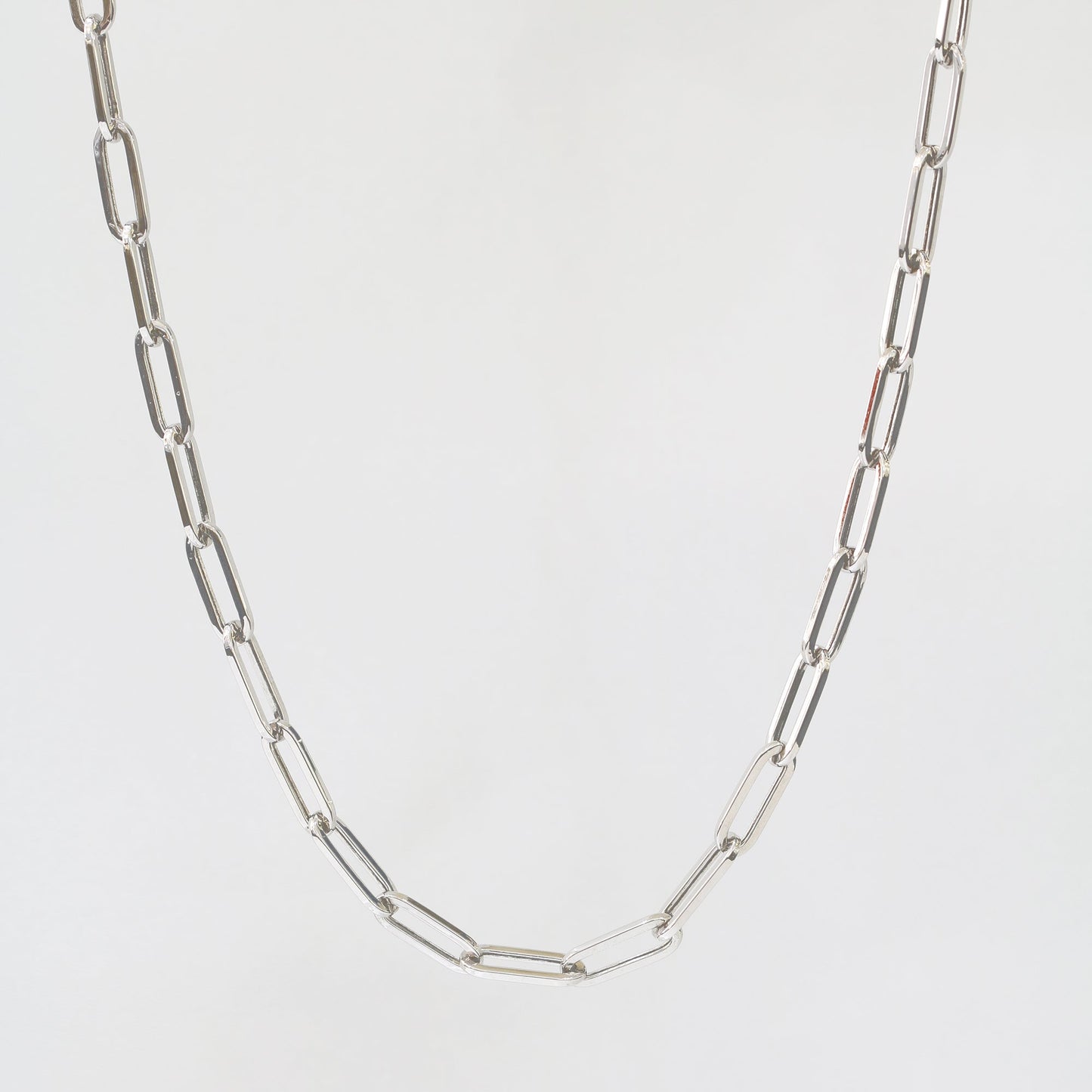 18k White Gold Circle Paper Clip Chain Bracelet 18k白金意大利萬字夾手鍊
