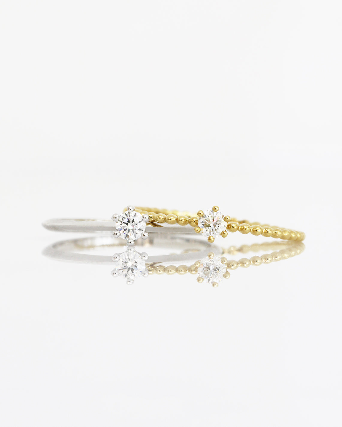 18k白金10份鑽石戒指 18k White Gold 0.10ct Diamond Beaded Ring