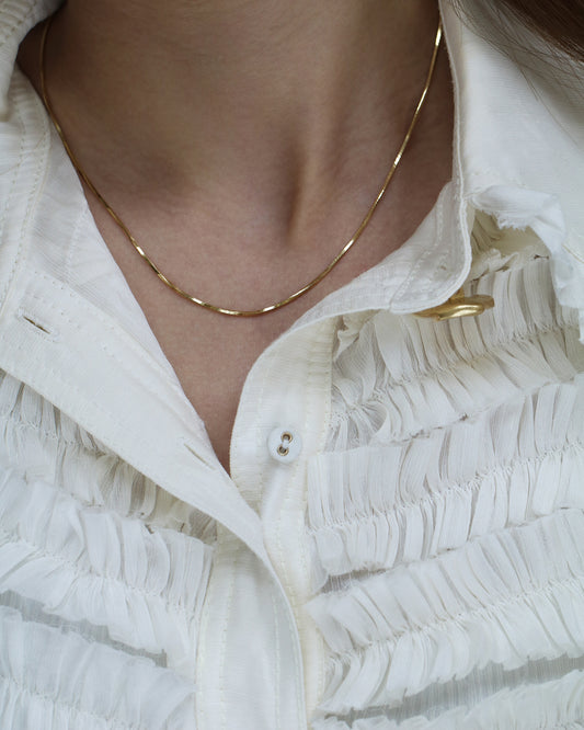 18k Gold Chain 1.1mm Snake Bone 18' Adjustable Necklace (White/Rose/Yellow Gold)