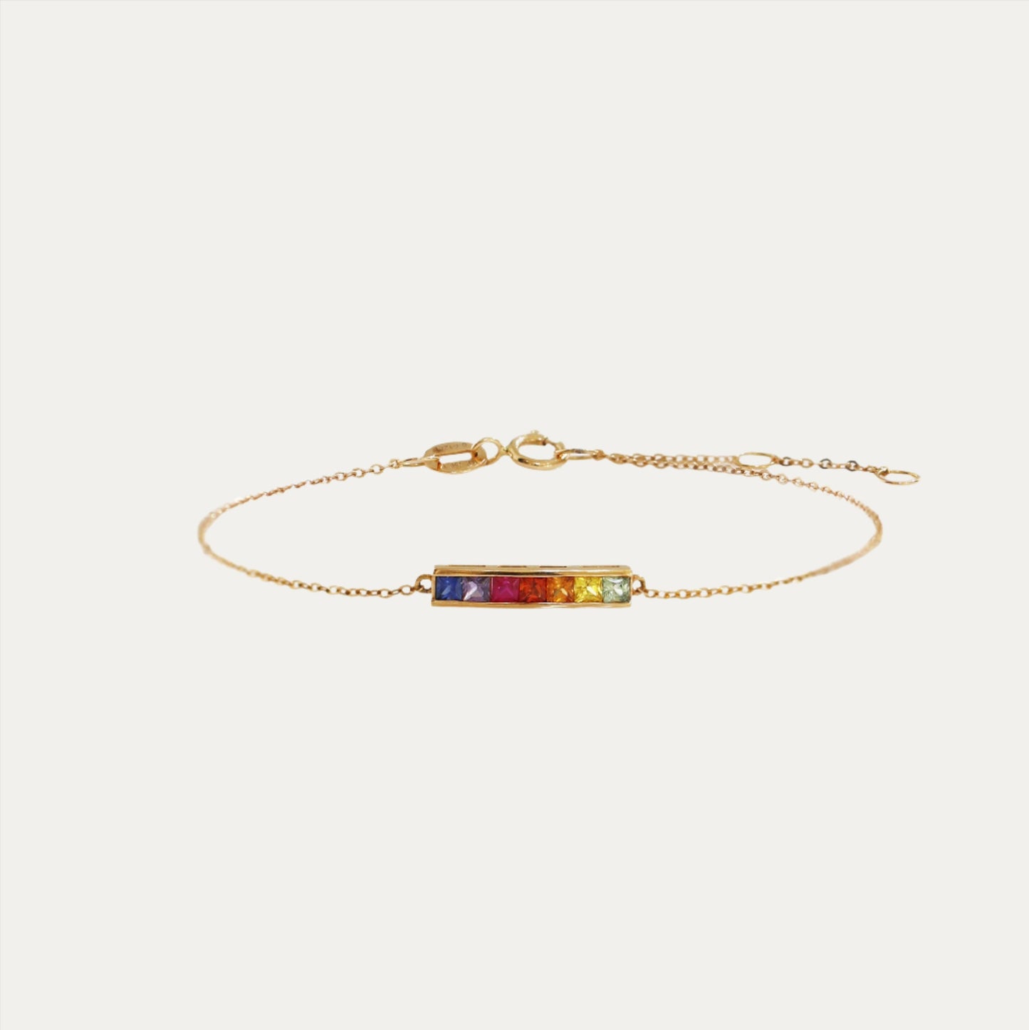 Princess Cut Rainbow Sapphire Bracelet