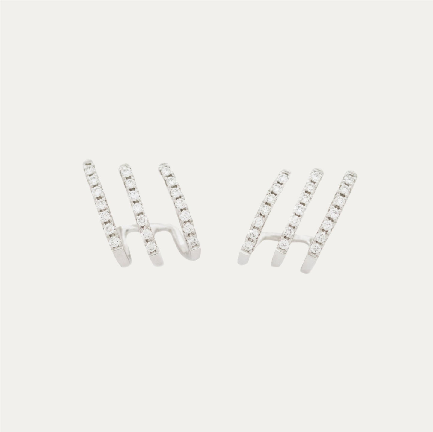 18k Gold Luxurious 3-row Earrings, Single or Pair