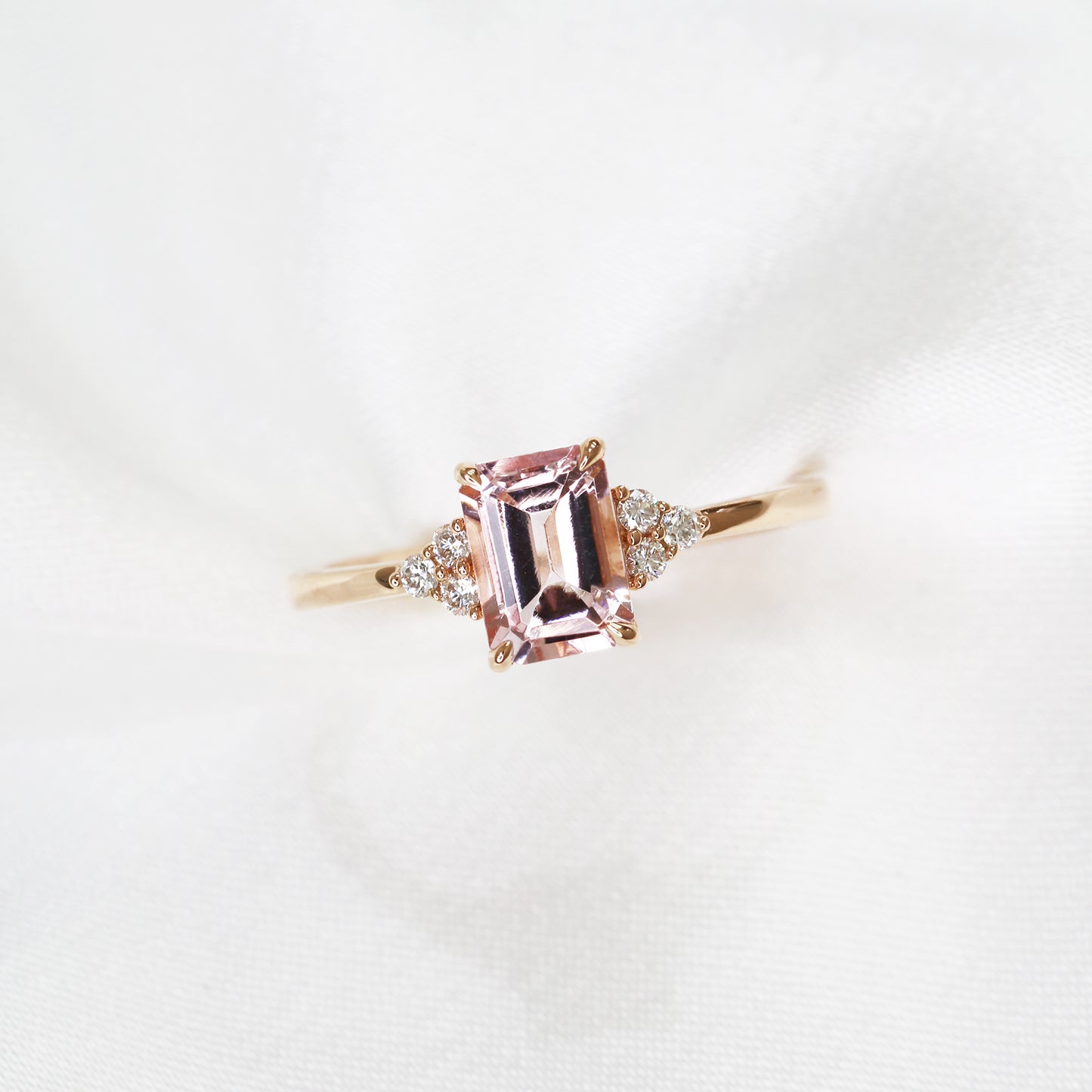 18k Rose Gold Pink Morganite Diamond Ring 18k玫瑰金粉紅摩根石鑽石戒指