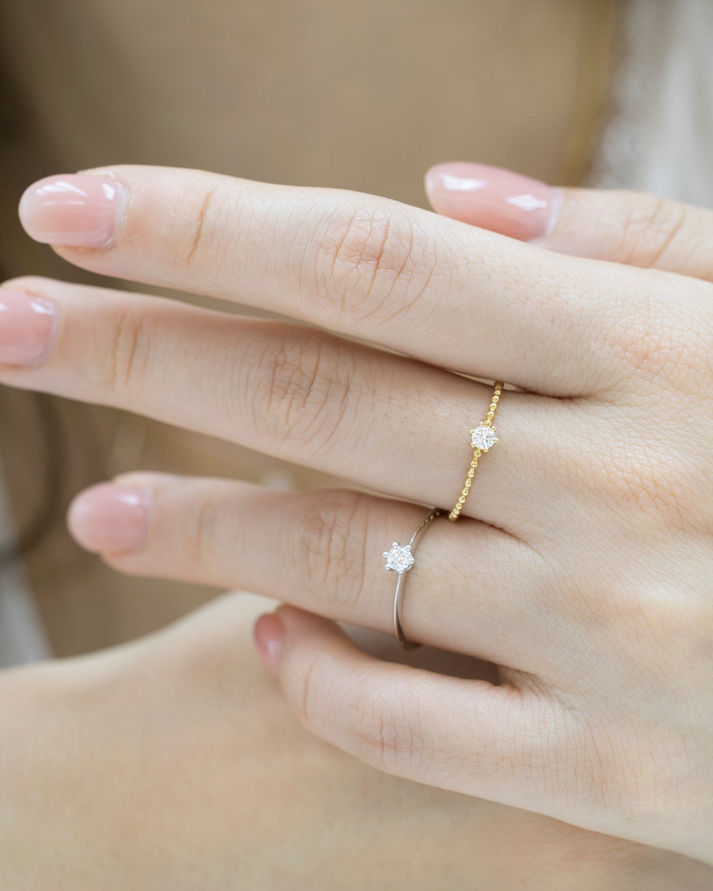 18k白金10份鑽石戒指 18k White Gold 0.10ct Diamond Beaded Ring