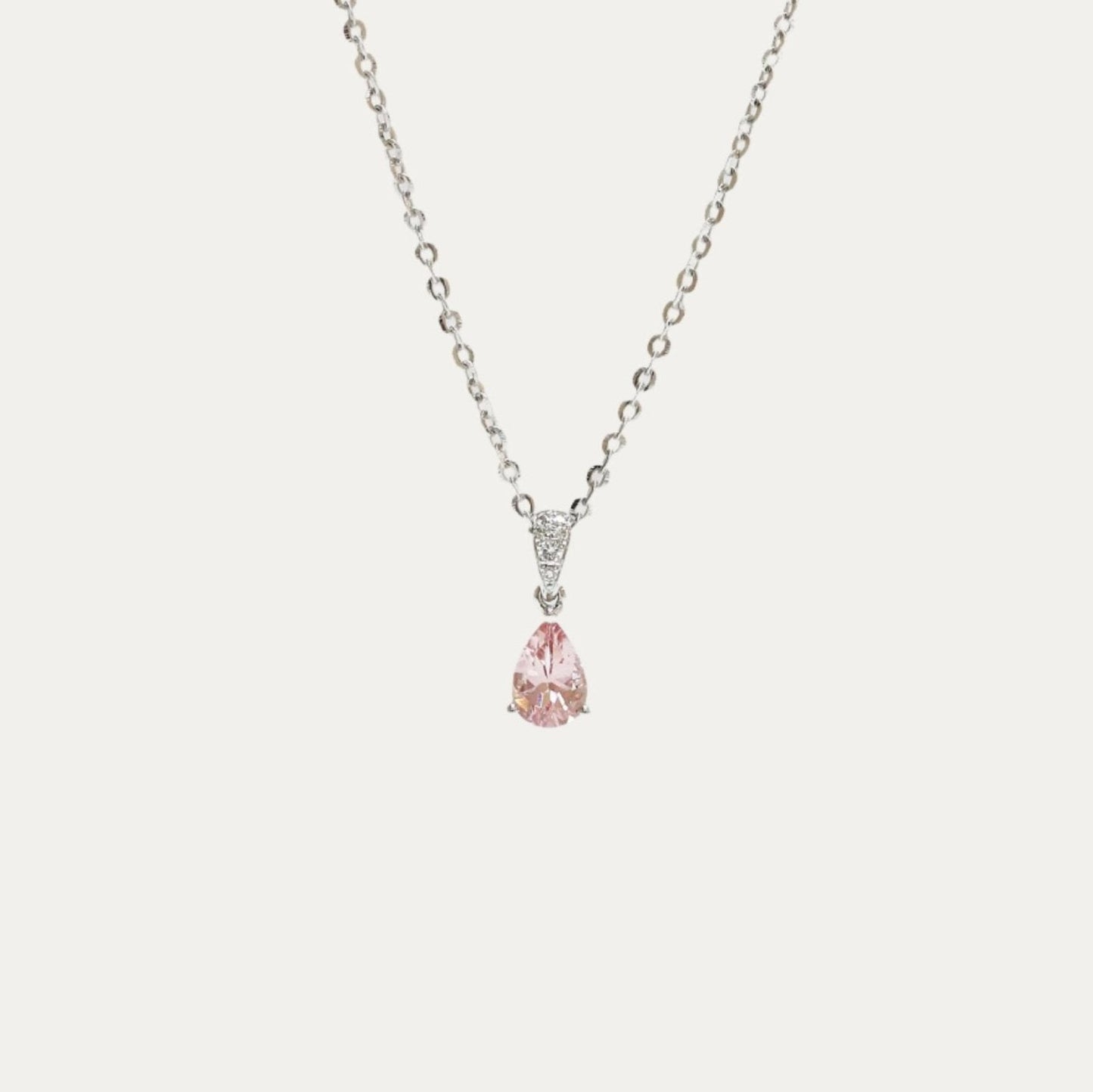 18k Gold Pear-shaped Morganite Diamond Pendant Necklace