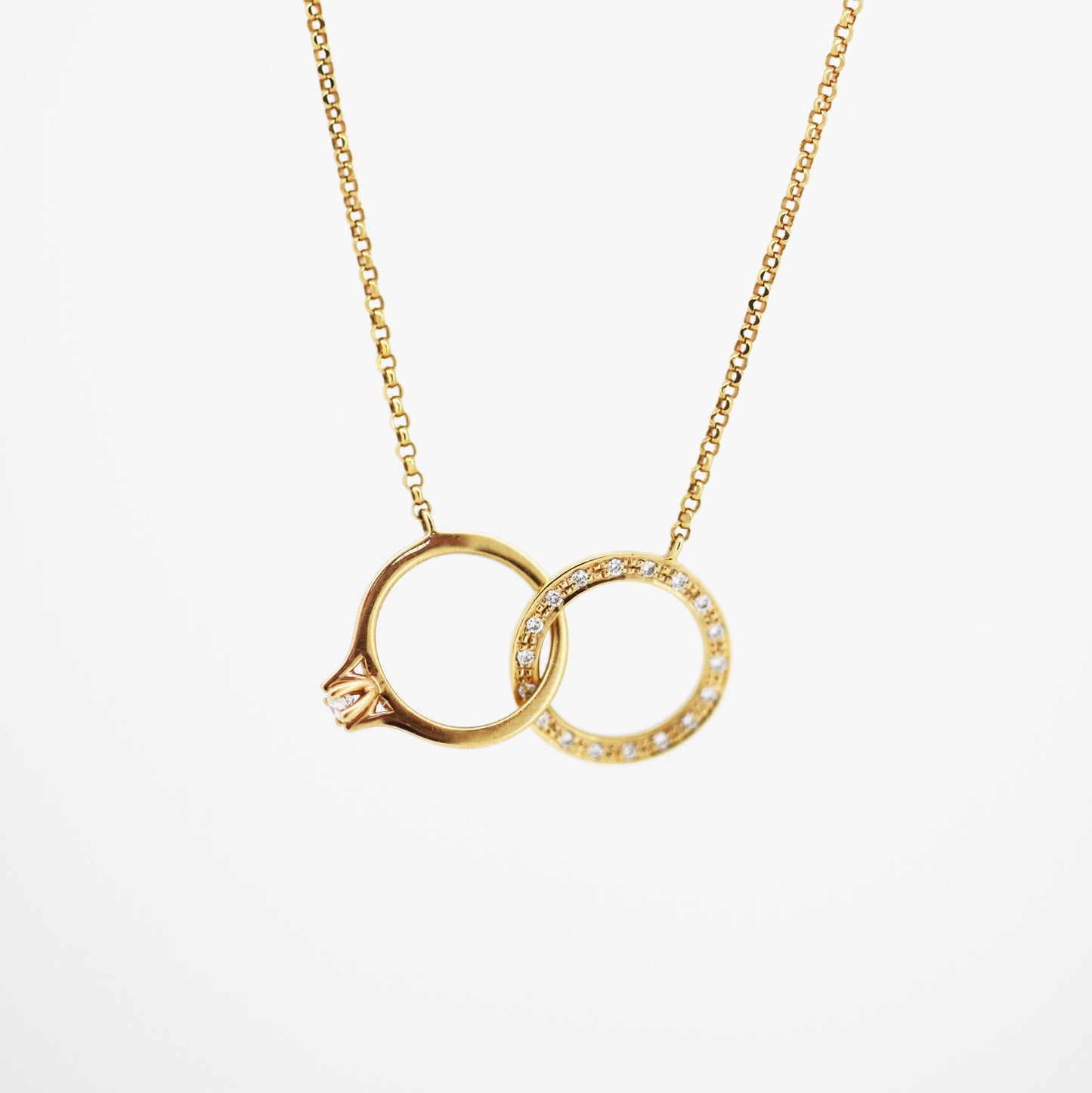 18k White Gold Ring Design Diamond Necklace (White/Rose/Yellow Gold)