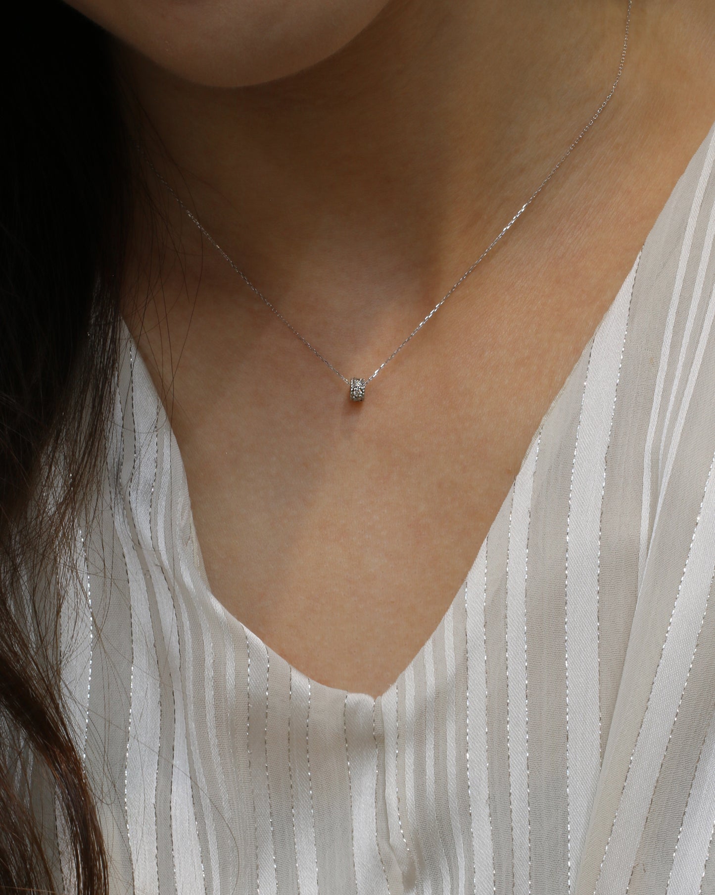Platinum/18k Yellow Gold Mini Diamond Roll Necklace