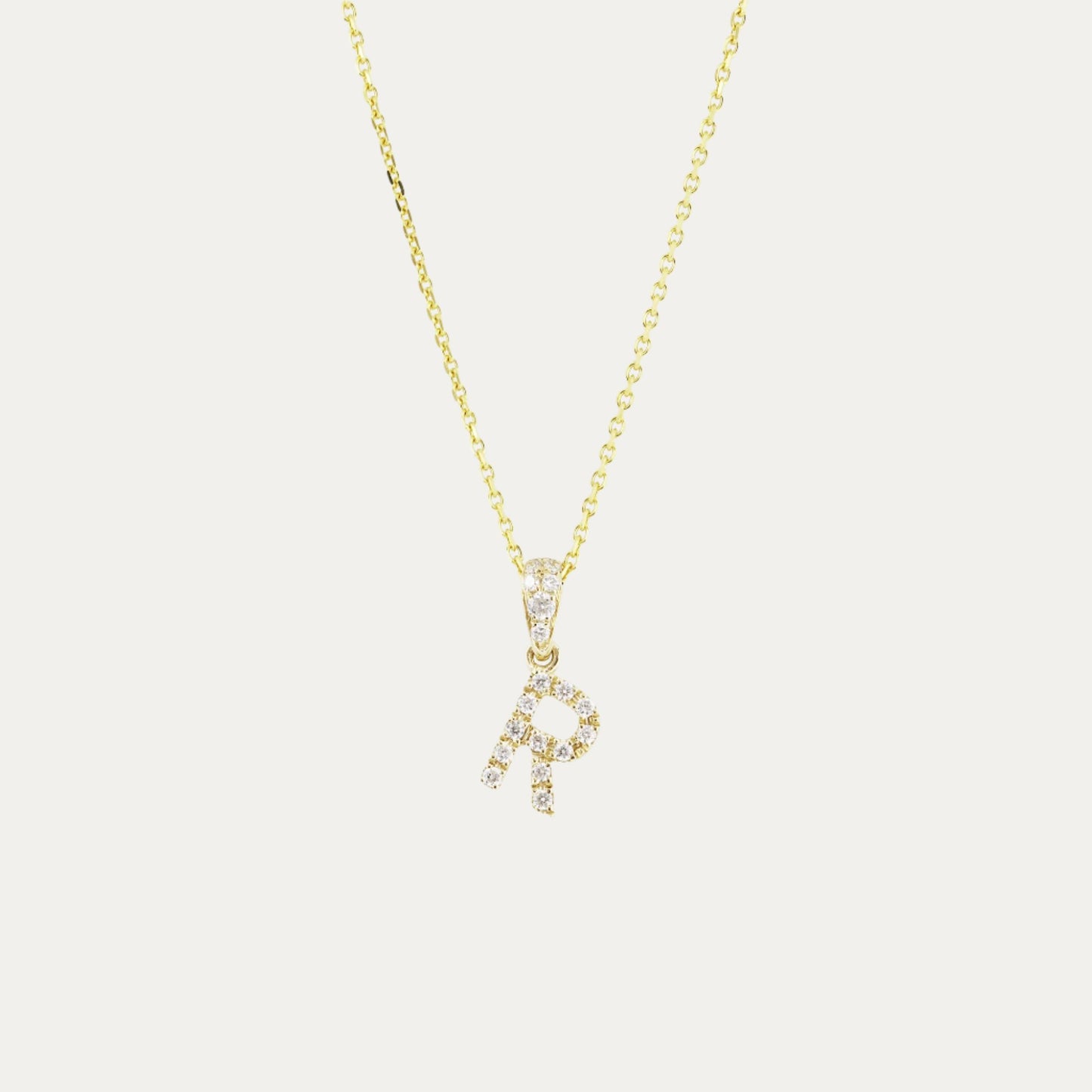 18k Gold Alphabet Initial Letter Diamond Pendant (White/Rose/Yellow Gold)