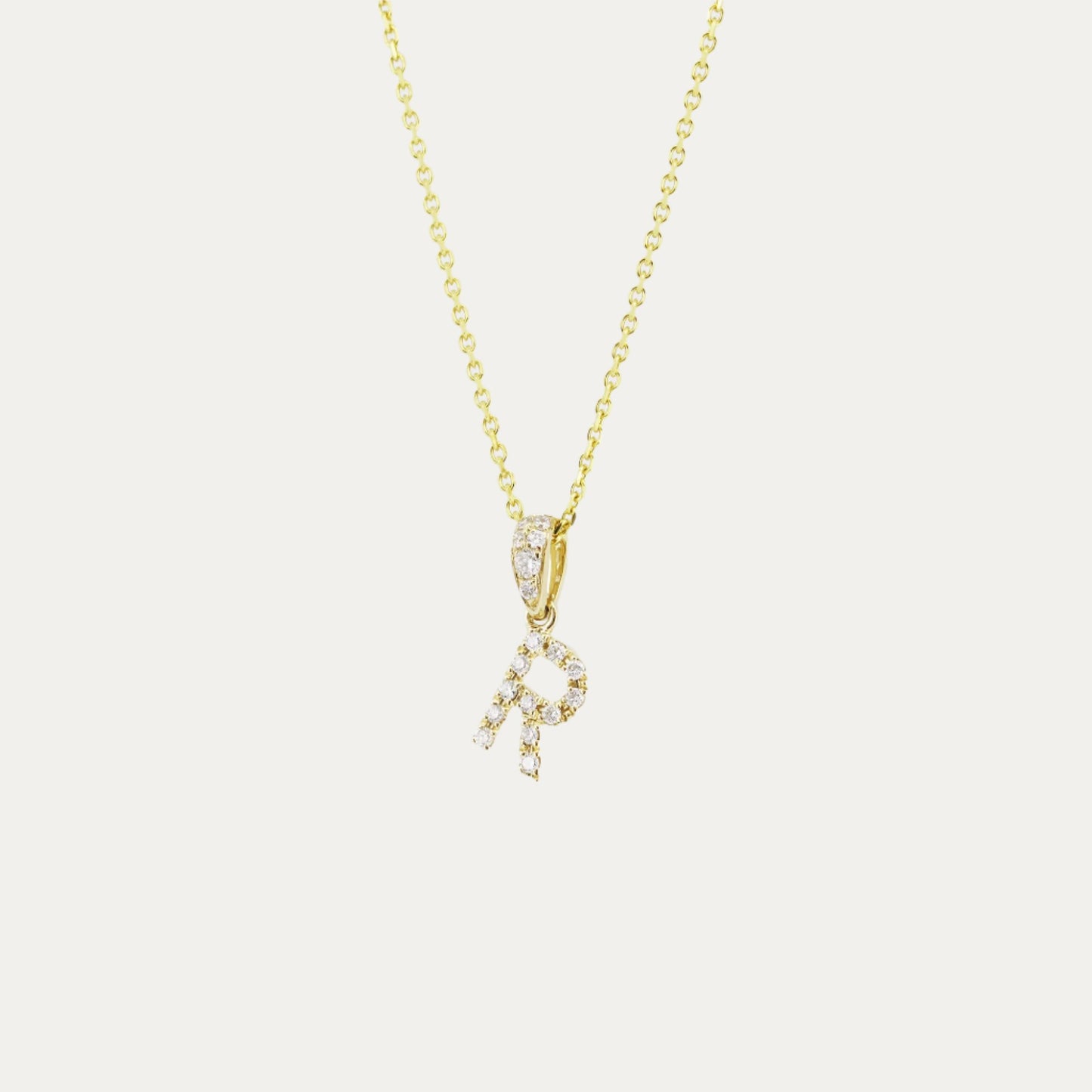 18k Gold Alphabet Initial Letter Diamond Pendant (White/Rose/Yellow Gold)