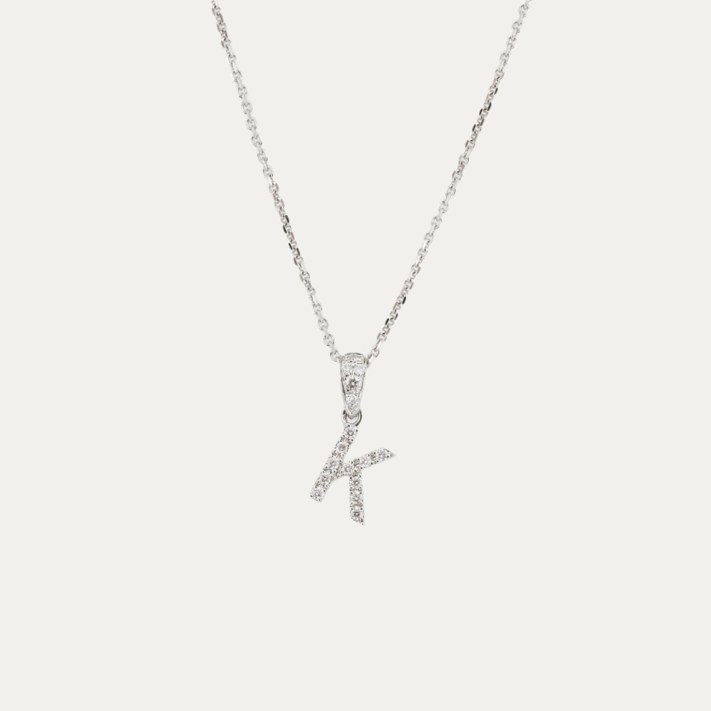 18k Gold Alphabet Initial Letter Diamond Pendant (White/Rose/Yellow Gold)