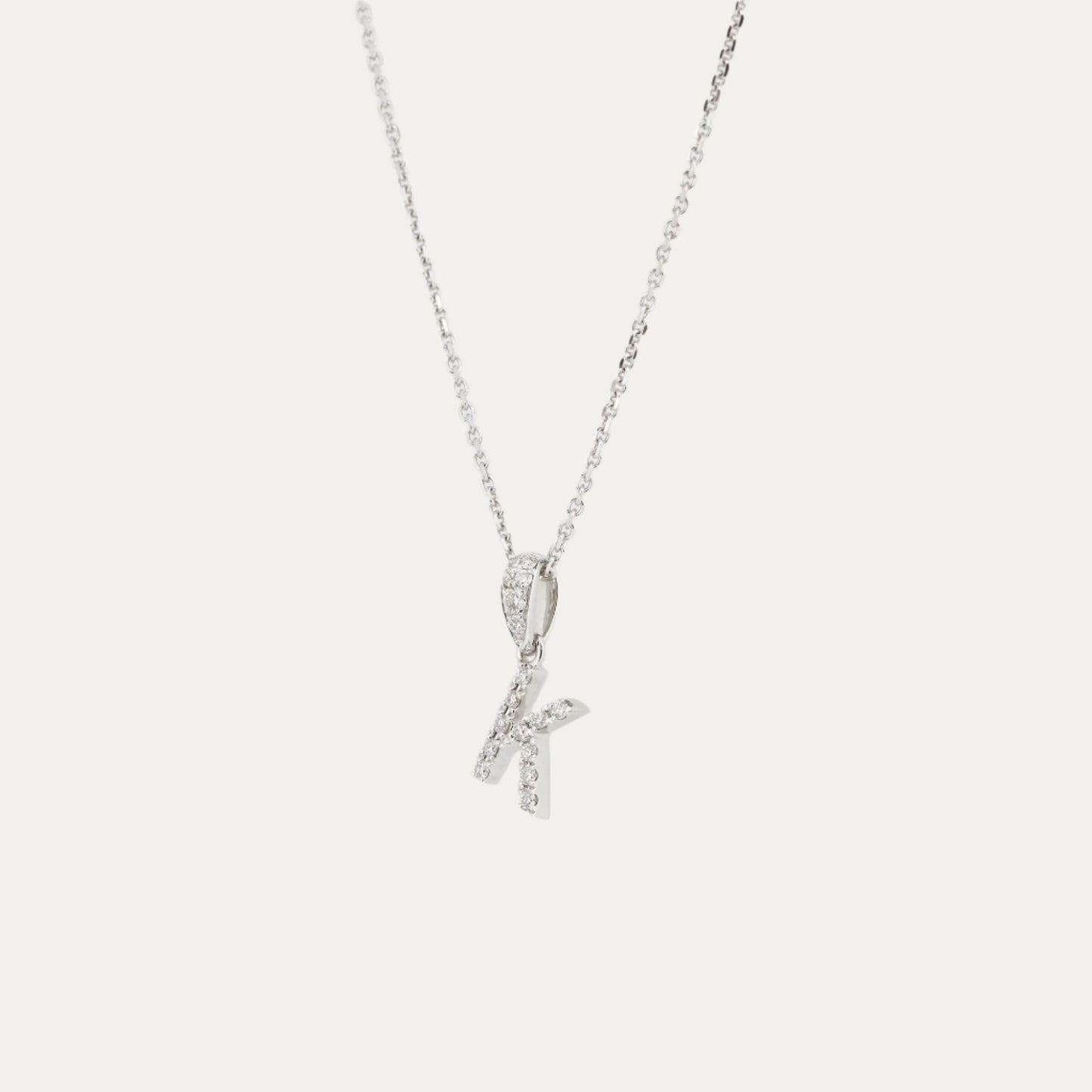 18k Gold Alphabet Initial Letter Diamond Pendant (White/Rose/Yellow Gold)