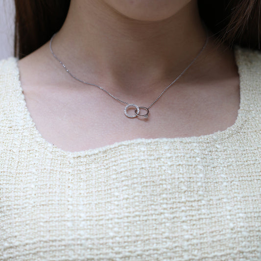 18k White Gold Ring Design Diamond Necklace (White/Rose/Yellow Gold)