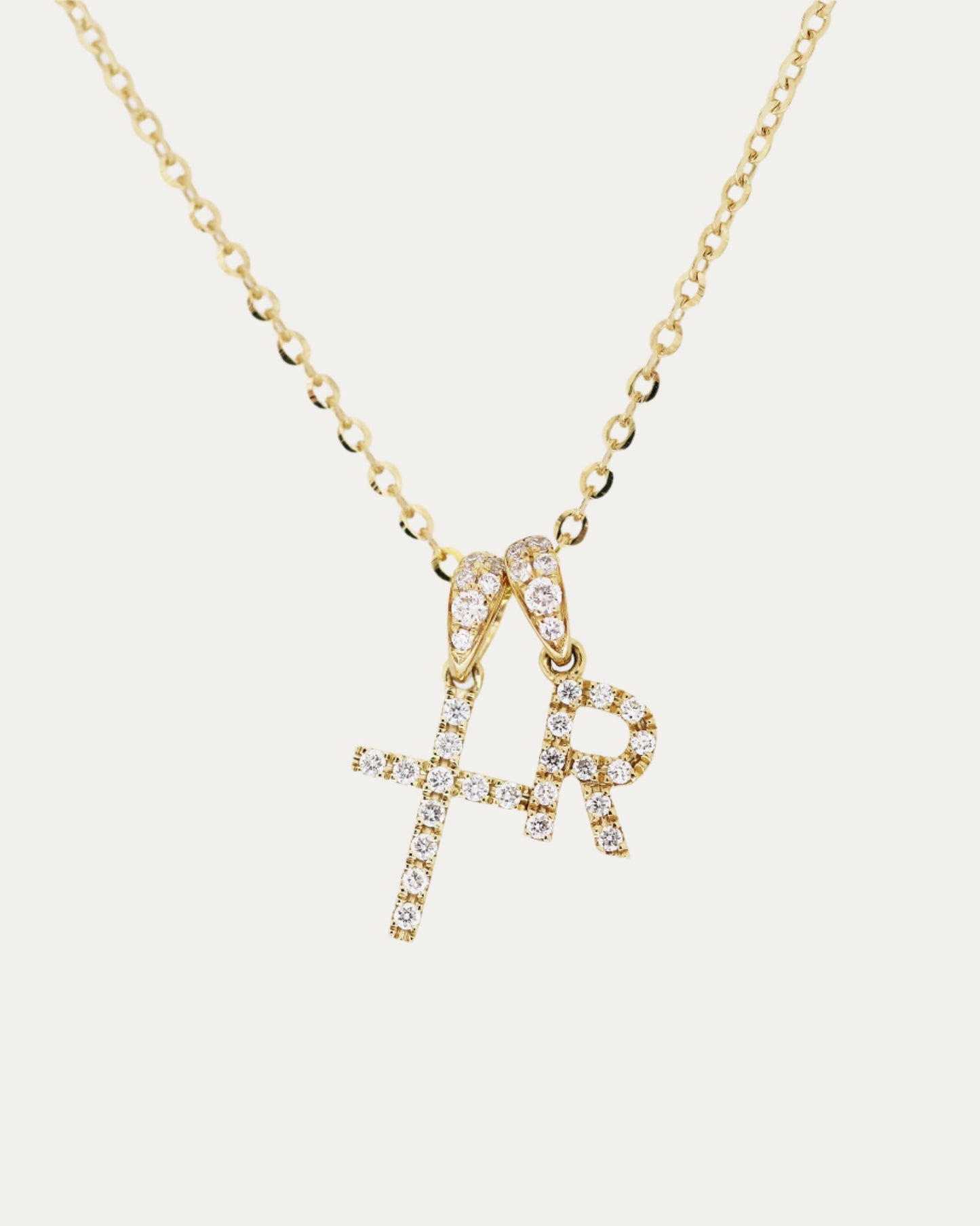 18k Gold Alphabet Initial Letter Diamond Pendant (White/Rose/Yellow Gold)