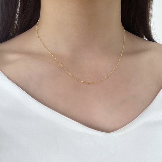 18k Yellow Gold Round Chain Necklace 18k黃金迷你圓圈頸鏈