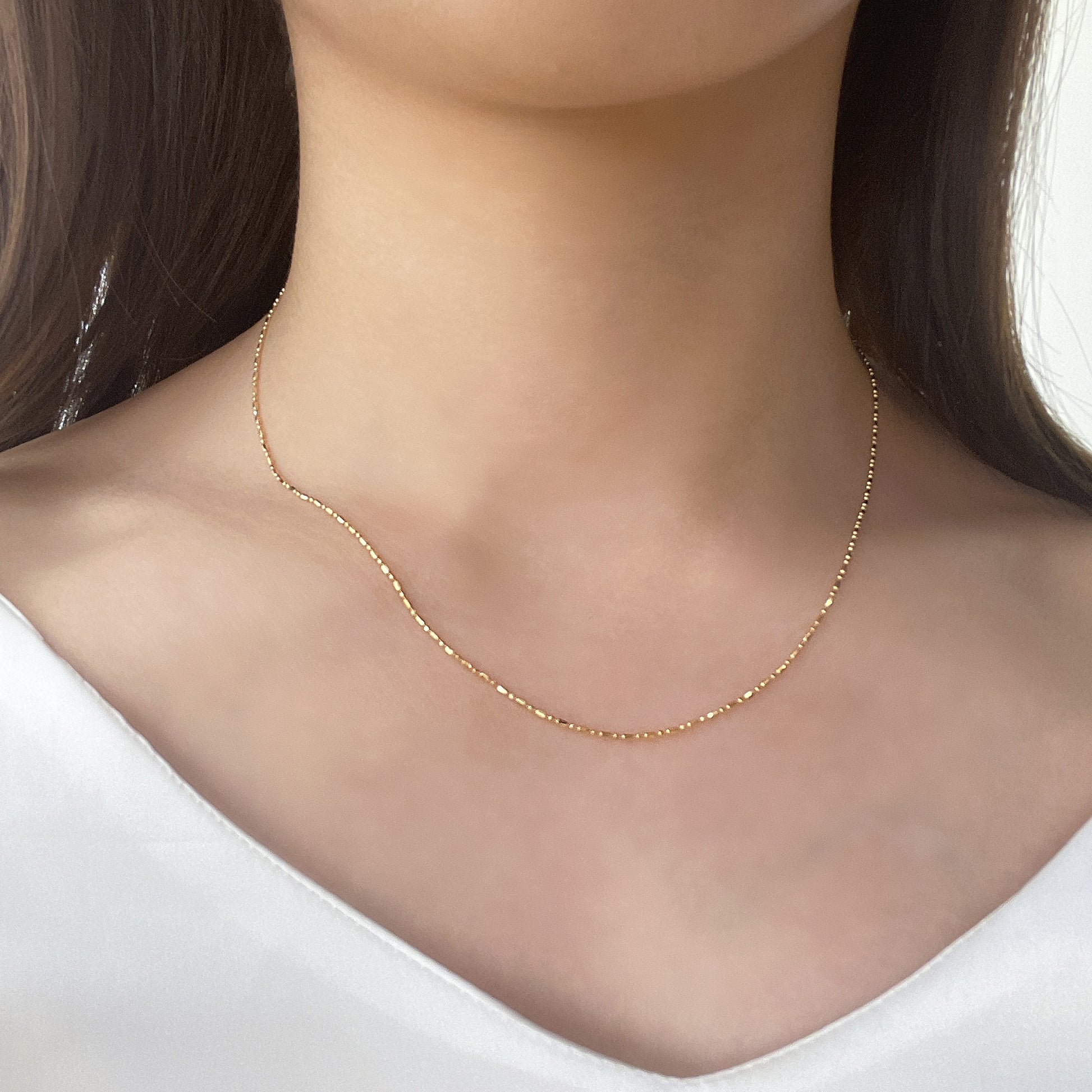 18k黃金迷你筒裝頸鏈 18k Yellow Gold Adjustable Necklace