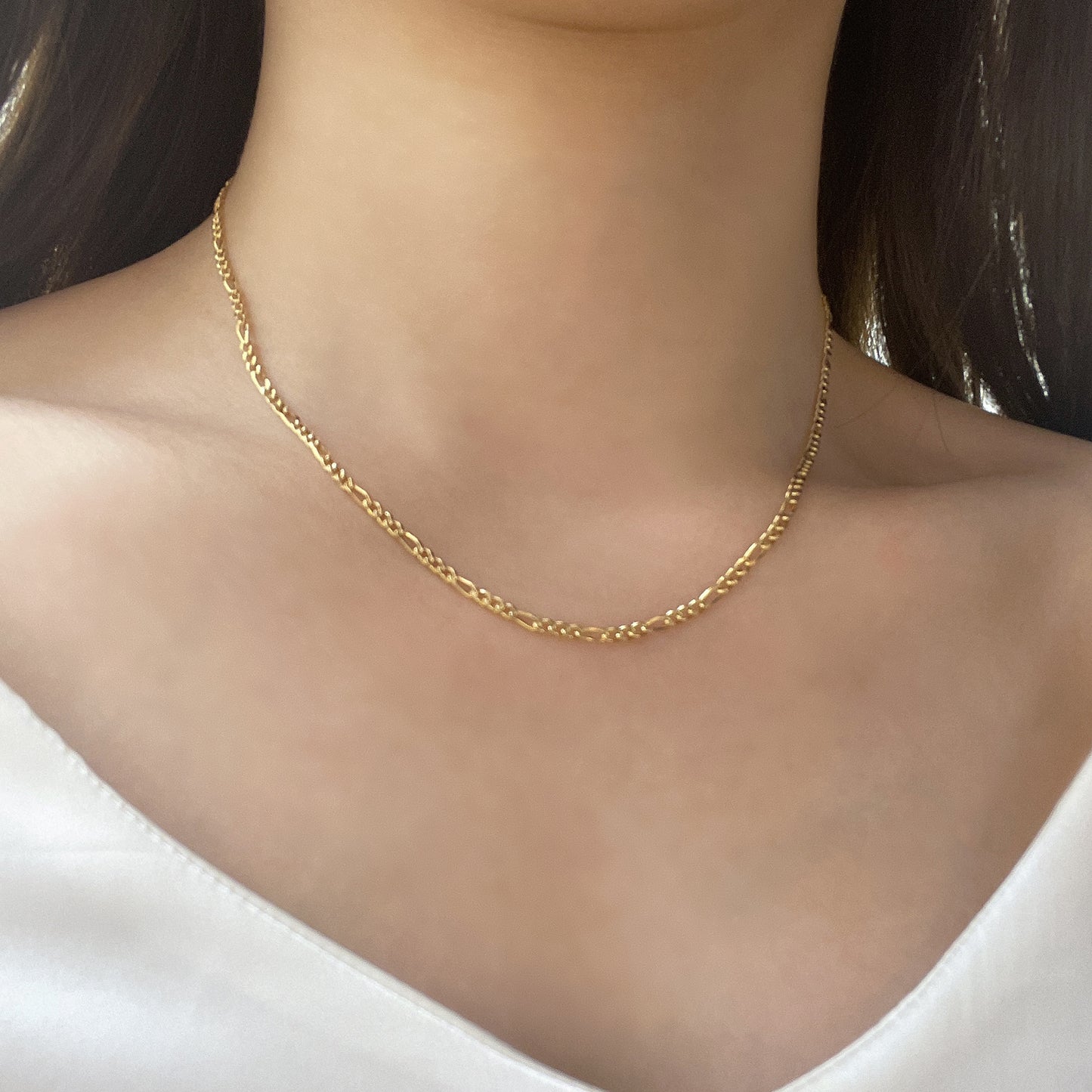 18k Yellow Gold Figaro Chain Necklace 18k黃金Figaro頸鏈