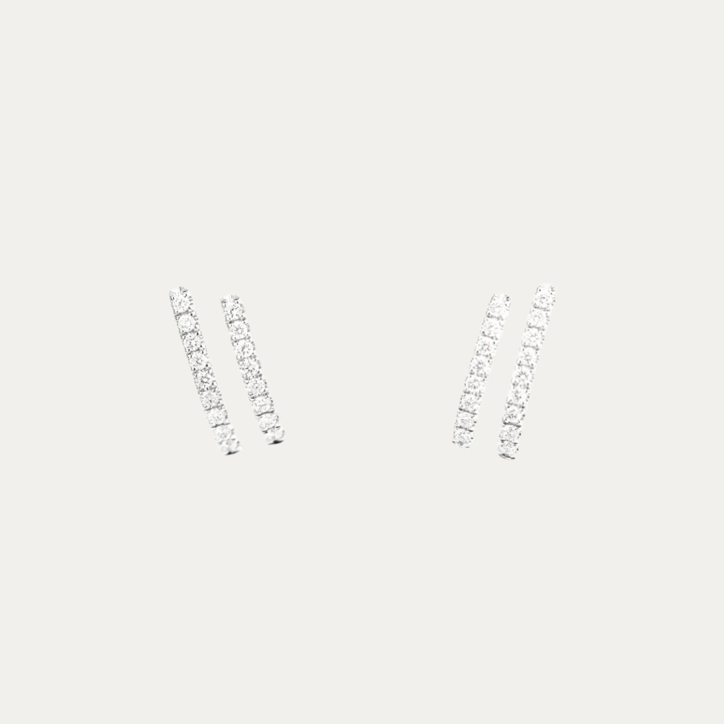 18k Gold 2-row Pavé Diamond Earrings, Single or Pair